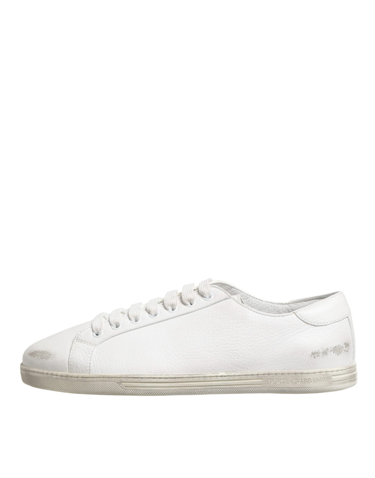 Dolce & Gabbana White Bianco Leather Men Low Top Sneakers Men's Shoes (Pre-Owned)