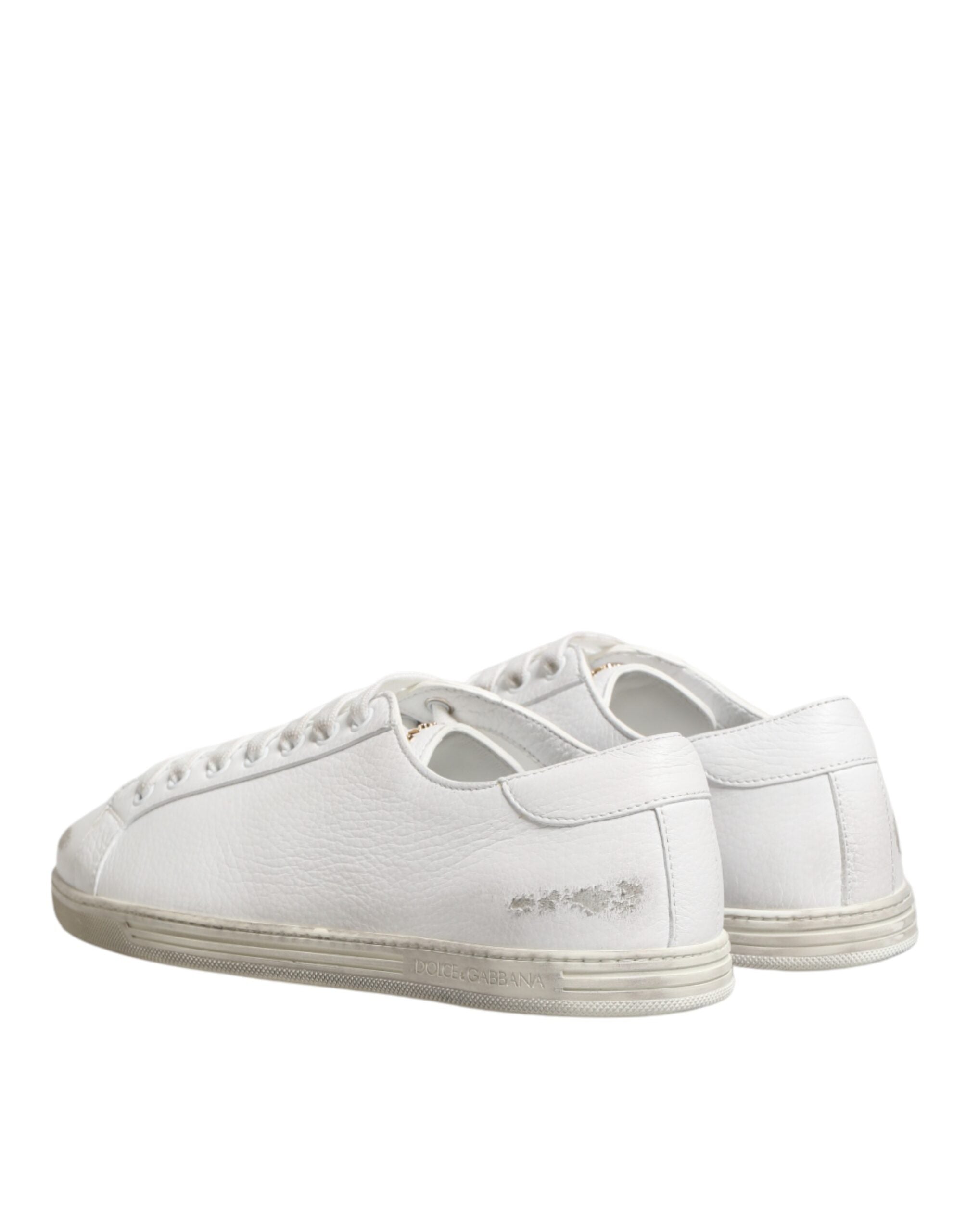 Dolce & Gabbana White Bianco Leather Men Low Top Sneakers Men's Shoes (Pre-Owned)