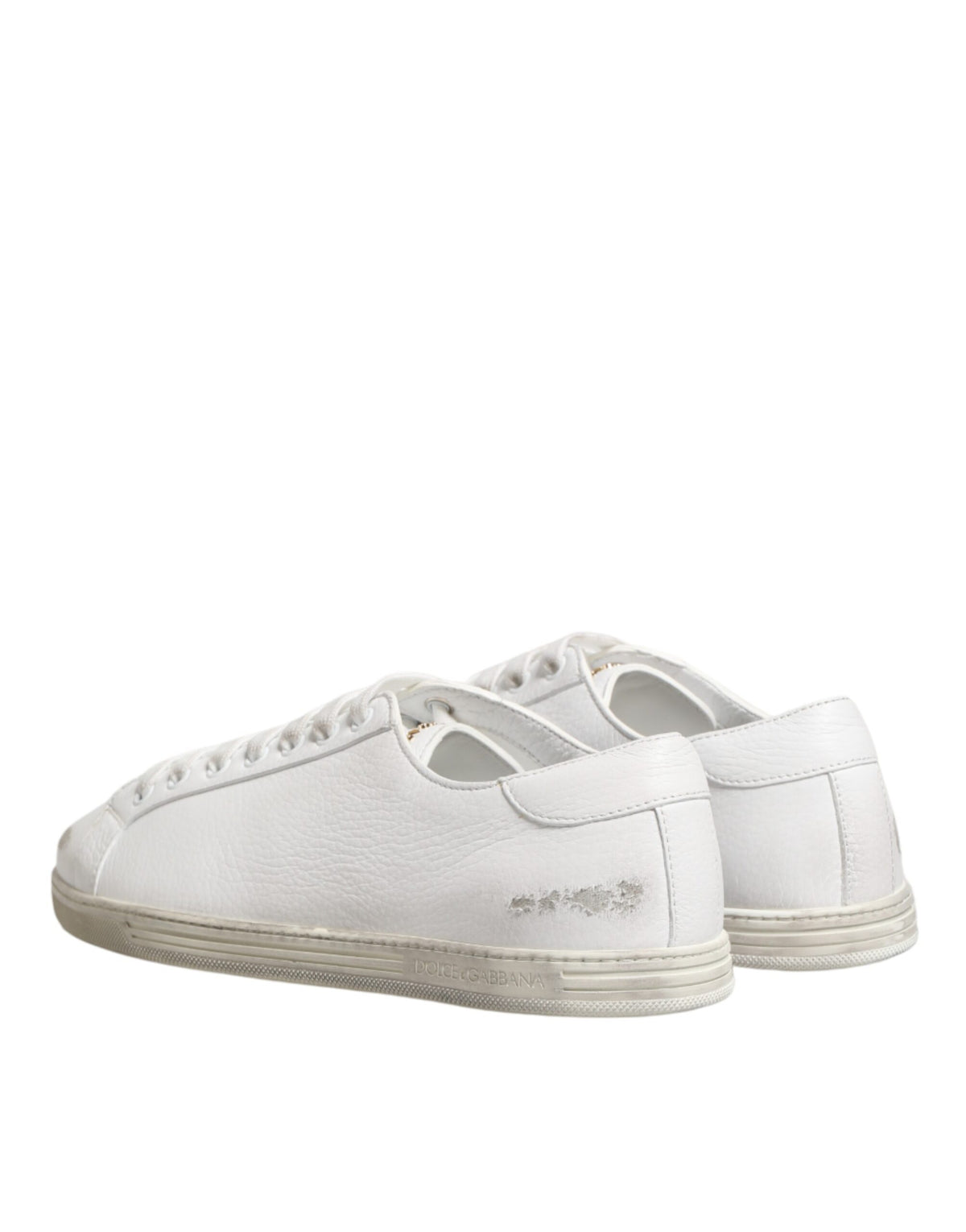 Dolce & Gabbana White Bianco Leather Men Low Top Sneakers Men's Shoes (Pre-Owned)