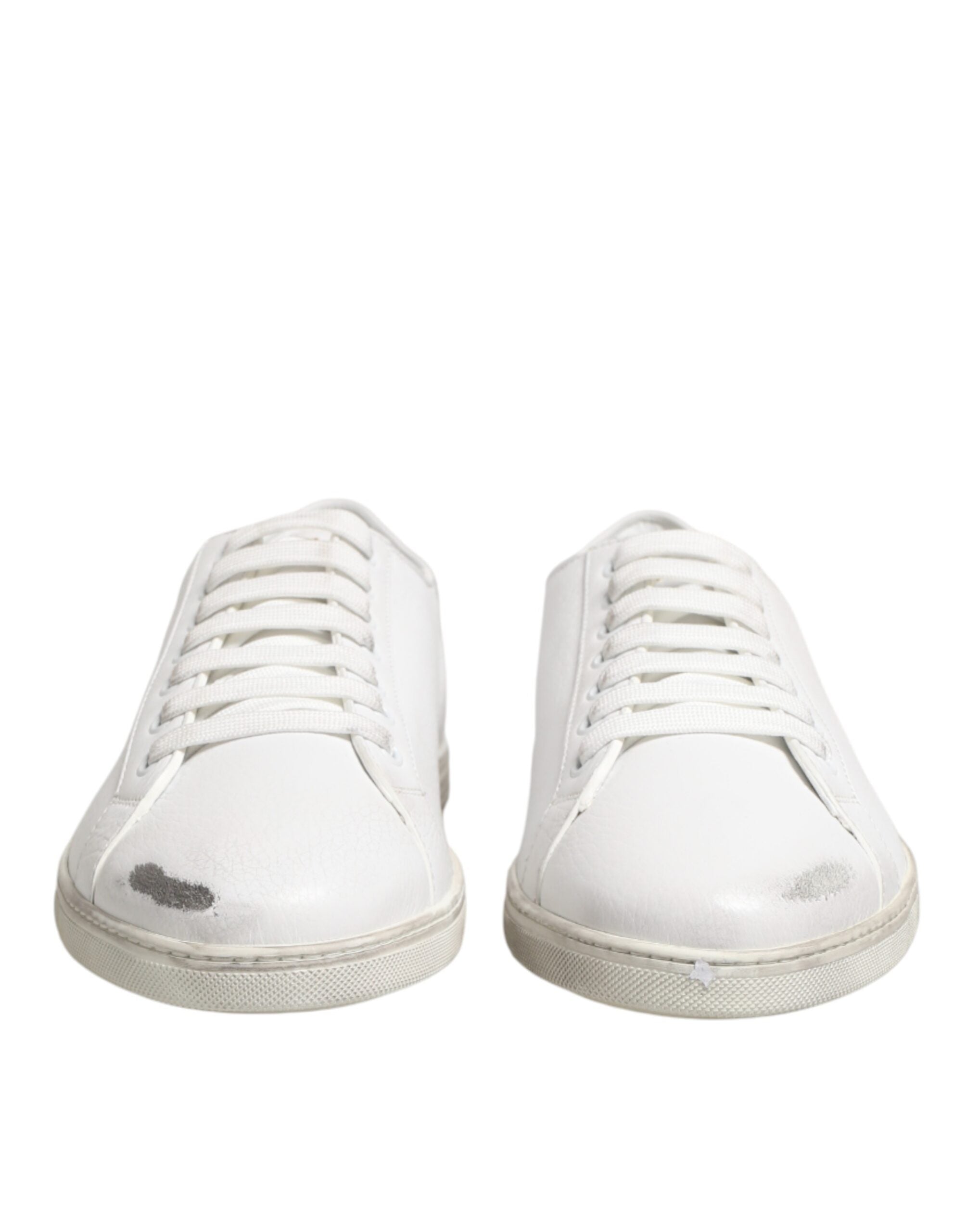 Dolce & Gabbana White Bianco Leather Men Low Top Sneakers Men's Shoes (Pre-Owned)