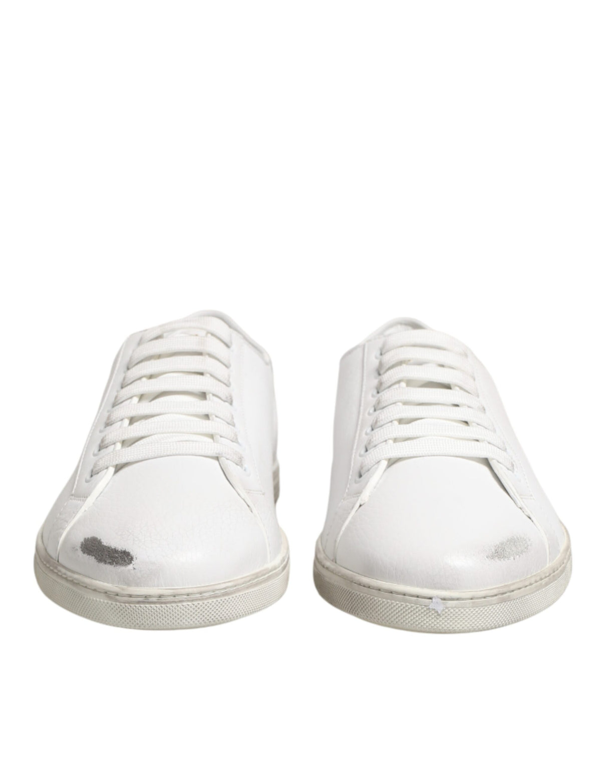 Dolce & Gabbana White Bianco Leather Men Low Top Sneakers Men's Shoes (Pre-Owned)