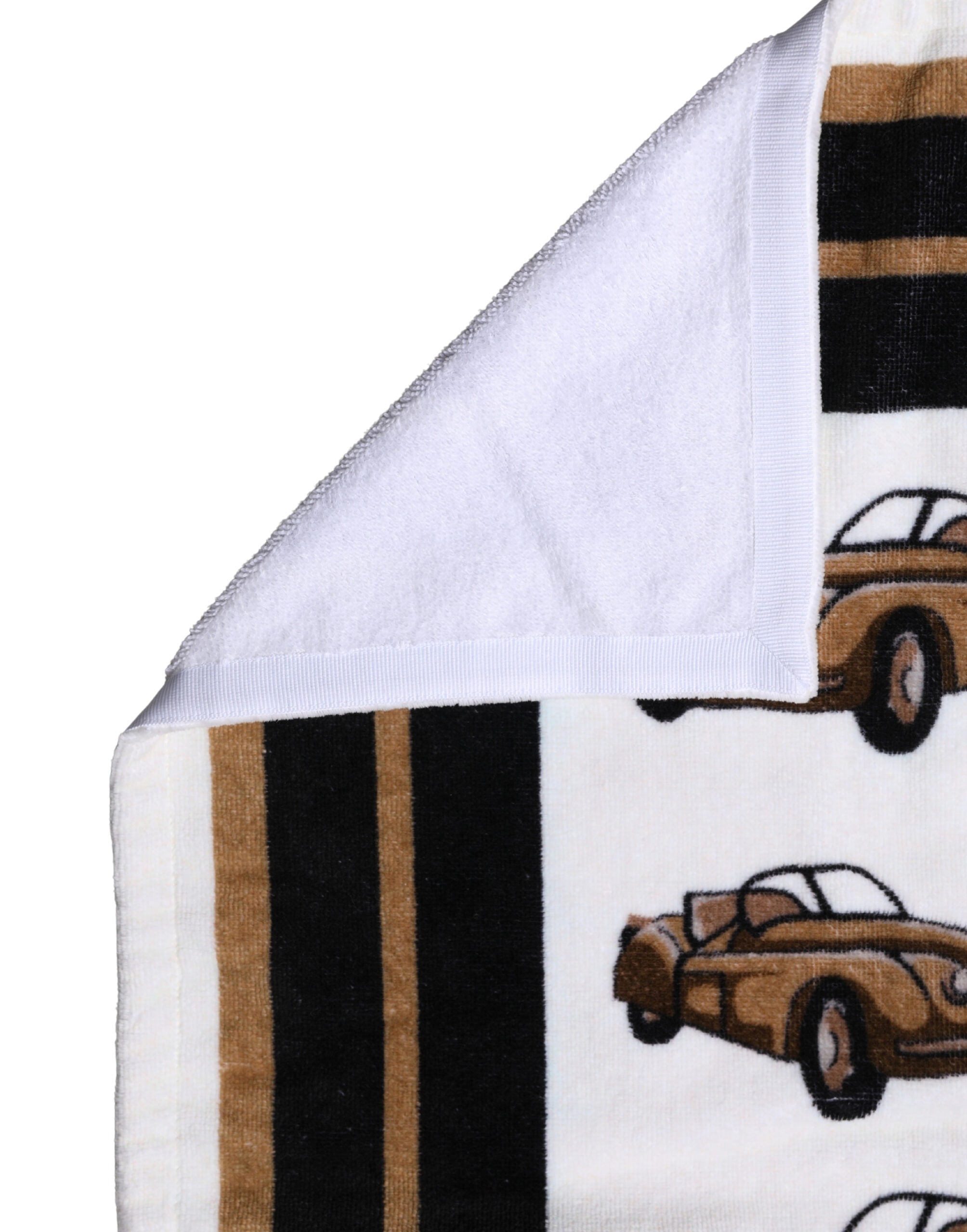 Dolce & Gabbana Towel White Cotton Car Graphic Print 115cm x 180cm Women's Beach