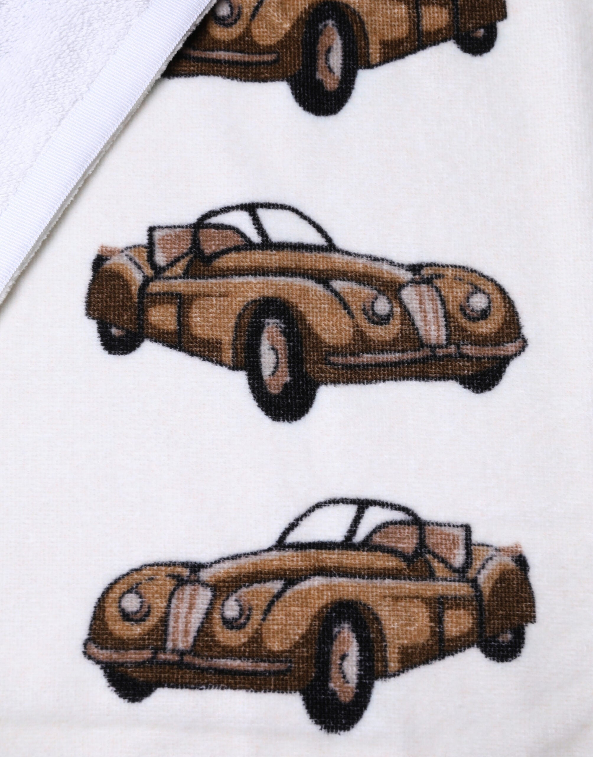 Dolce & Gabbana Towel White Cotton Car Graphic Print 115cm x 180cm Women's Beach