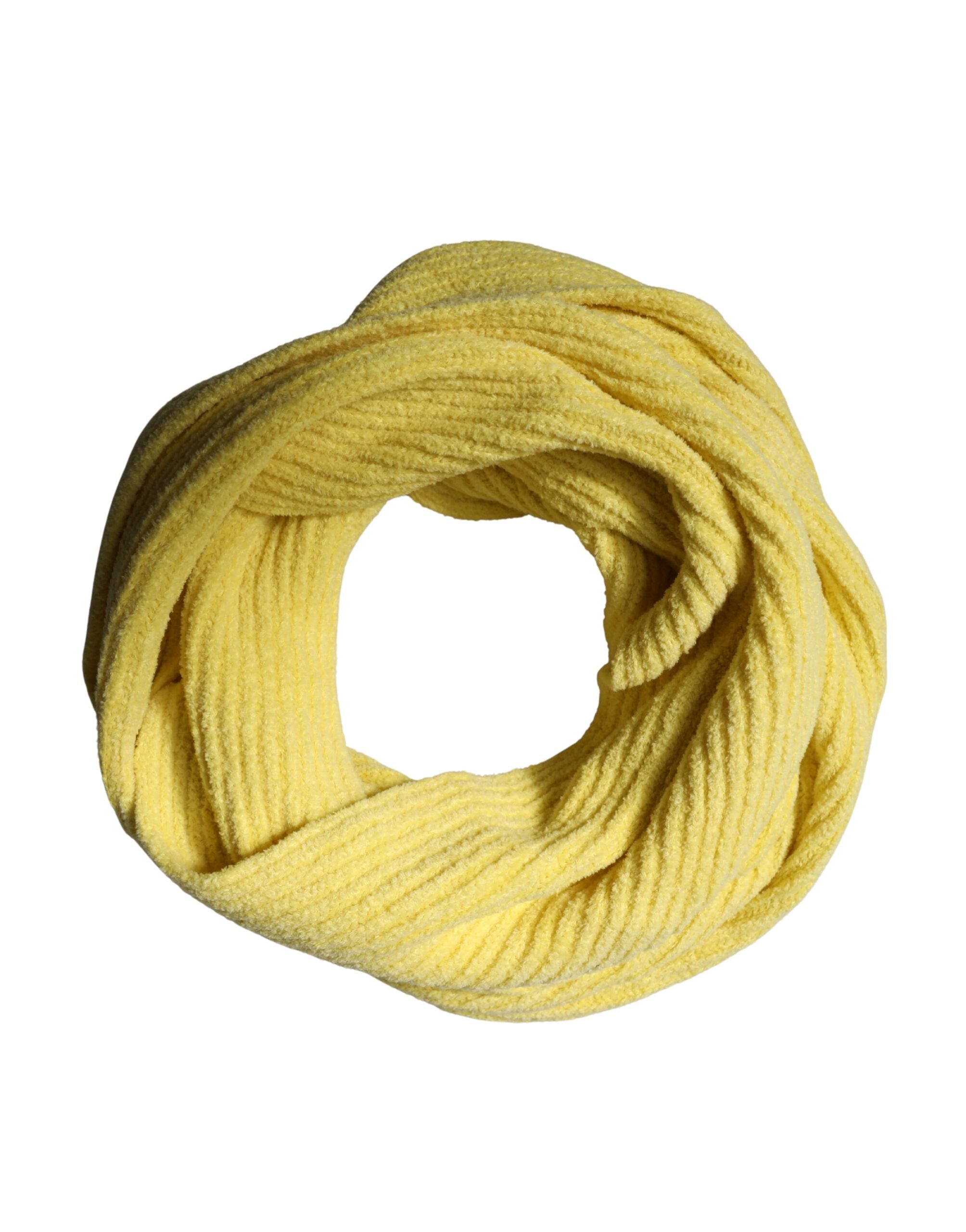 Dolce & Gabbana Yellow Cotton Knitted Neck Foulard 270cm x 31cm Men Men's Scarf