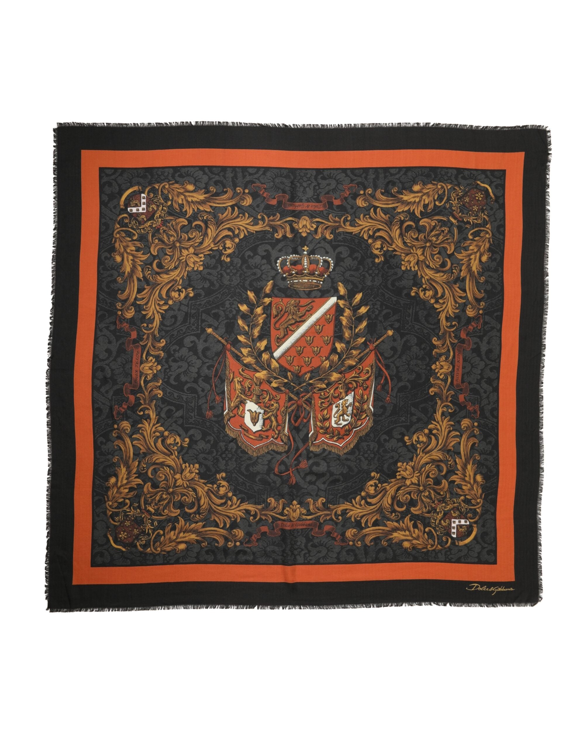 Dolce & Gabbana Multicolor Crest Print Cashmere 272cm x 132cm Men Men's Scarf