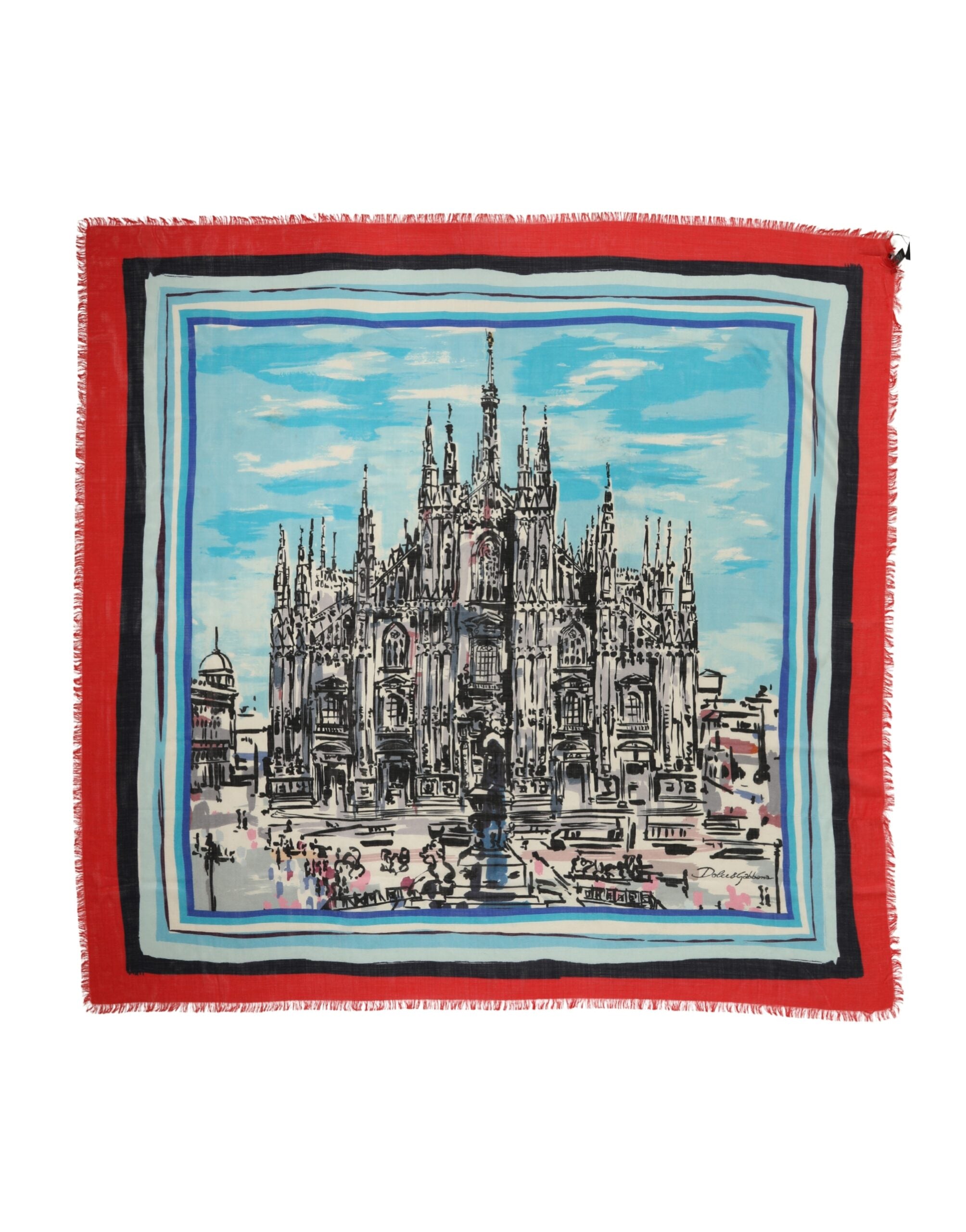 Dolce & Gabbana Multicolor Milano Print Cashmere 134cm x 130cm Men Men's Scarf (Pre-Owned)