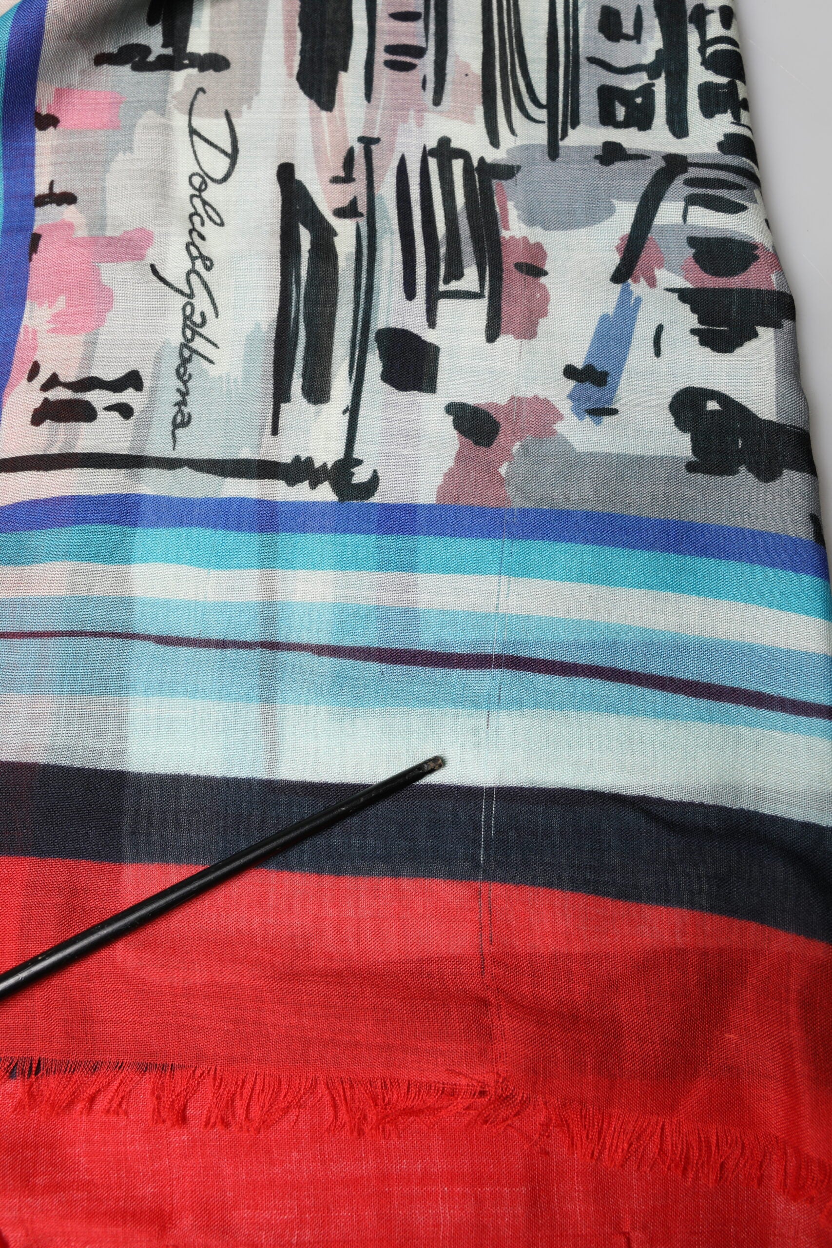 Dolce & Gabbana Multicolor Milano Print Cashmere 134cm x 130cm Men Men's Scarf (Pre-Owned)