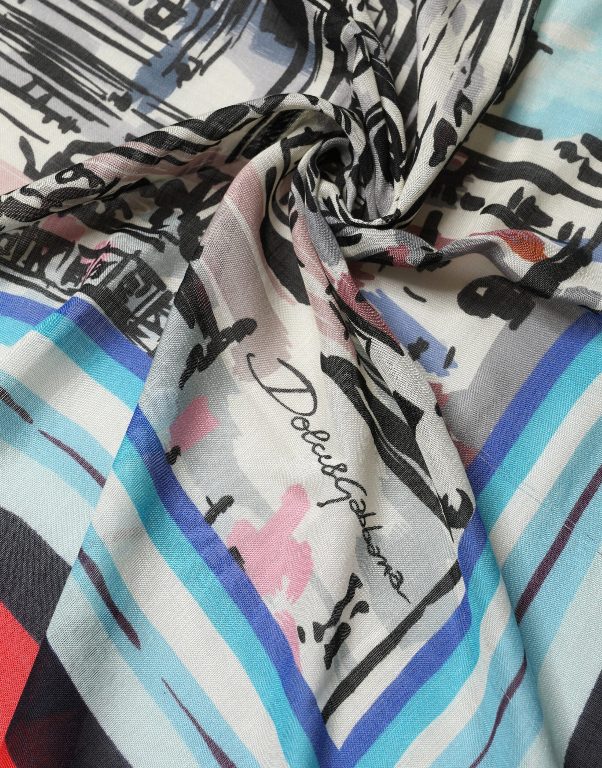 Dolce & Gabbana Multicolor Milano Print Cashmere 134cm x 130cm Men Men's Scarf (Pre-Owned)