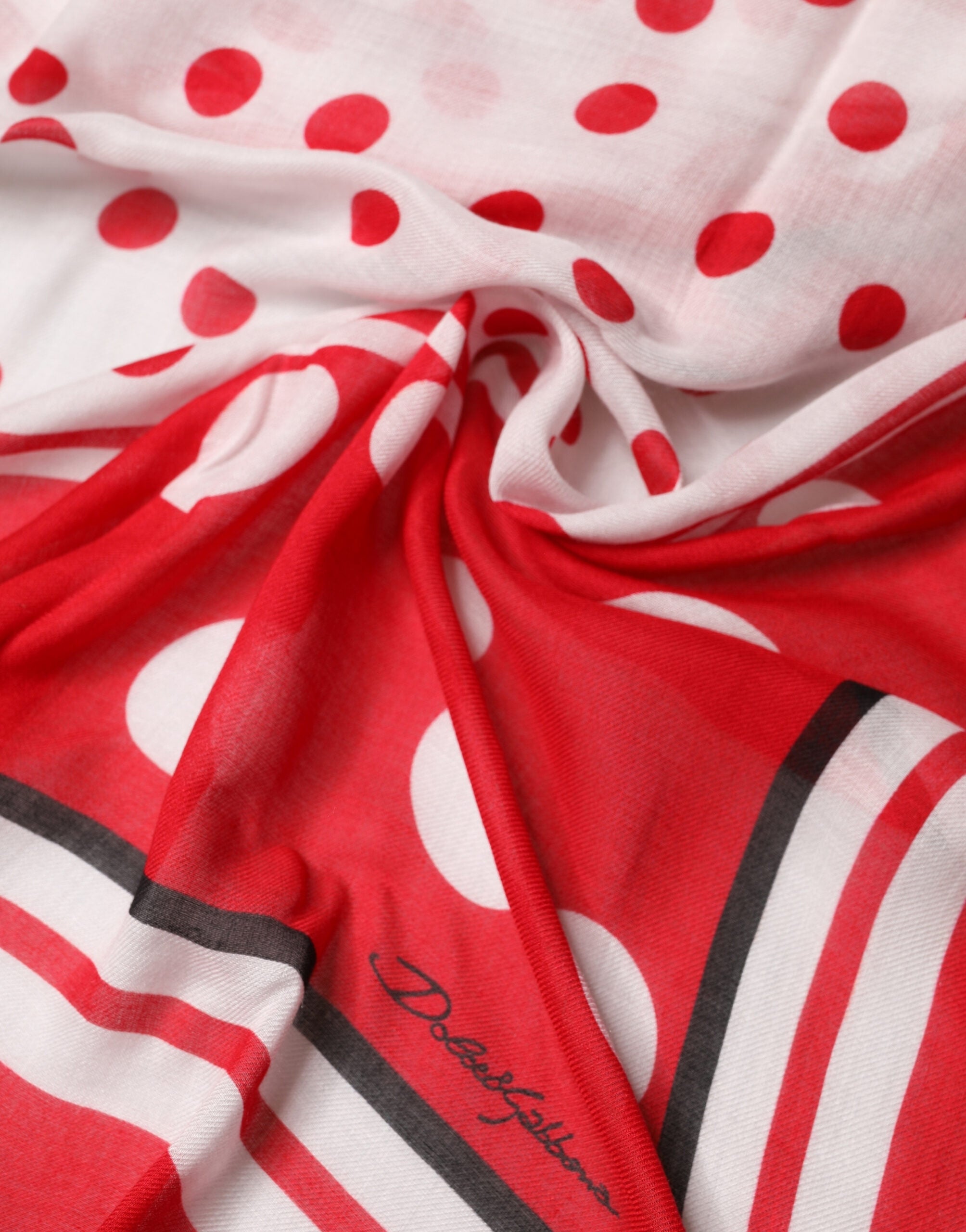 Dolce & Gabbana Red Polka Dot Print Square Stole 130cm x 130cm Women's Scarf