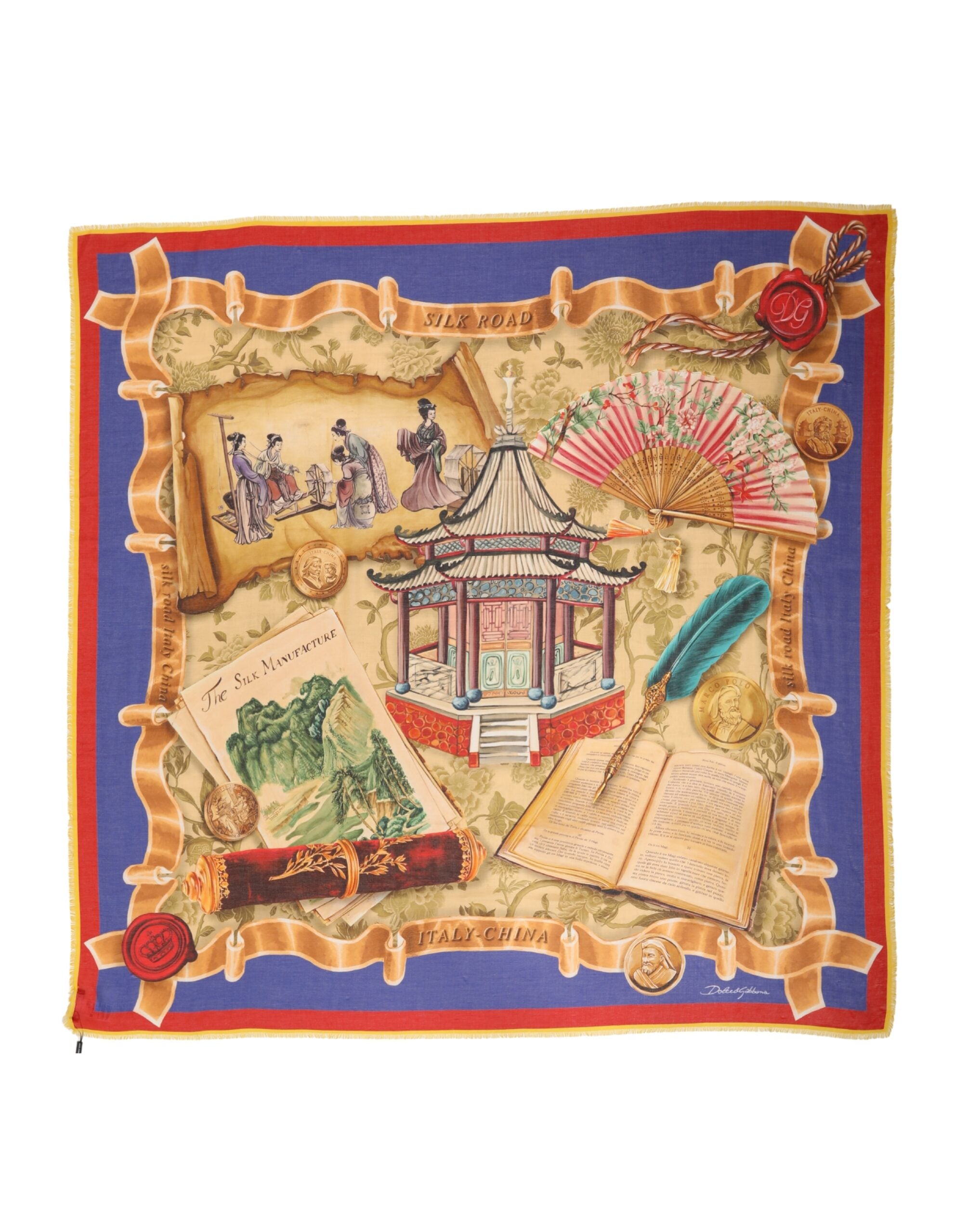 Dolce & Gabbana Multicolor Italy China Shawl Wrap 140cm x 130cm Women's Scarf