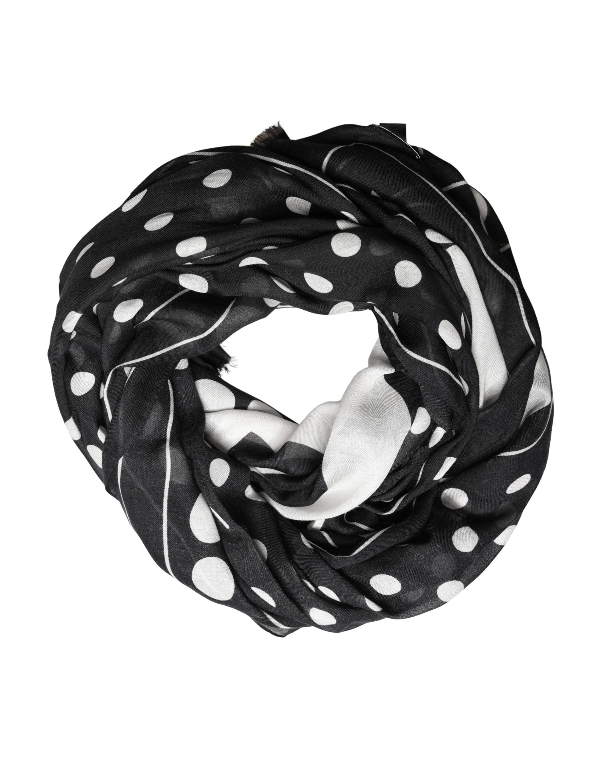 Dolce & Gabbana Black White Polka Dot Logo Stole Wrap 188cm x 116cm Women's Scarf (Pre-Owned)