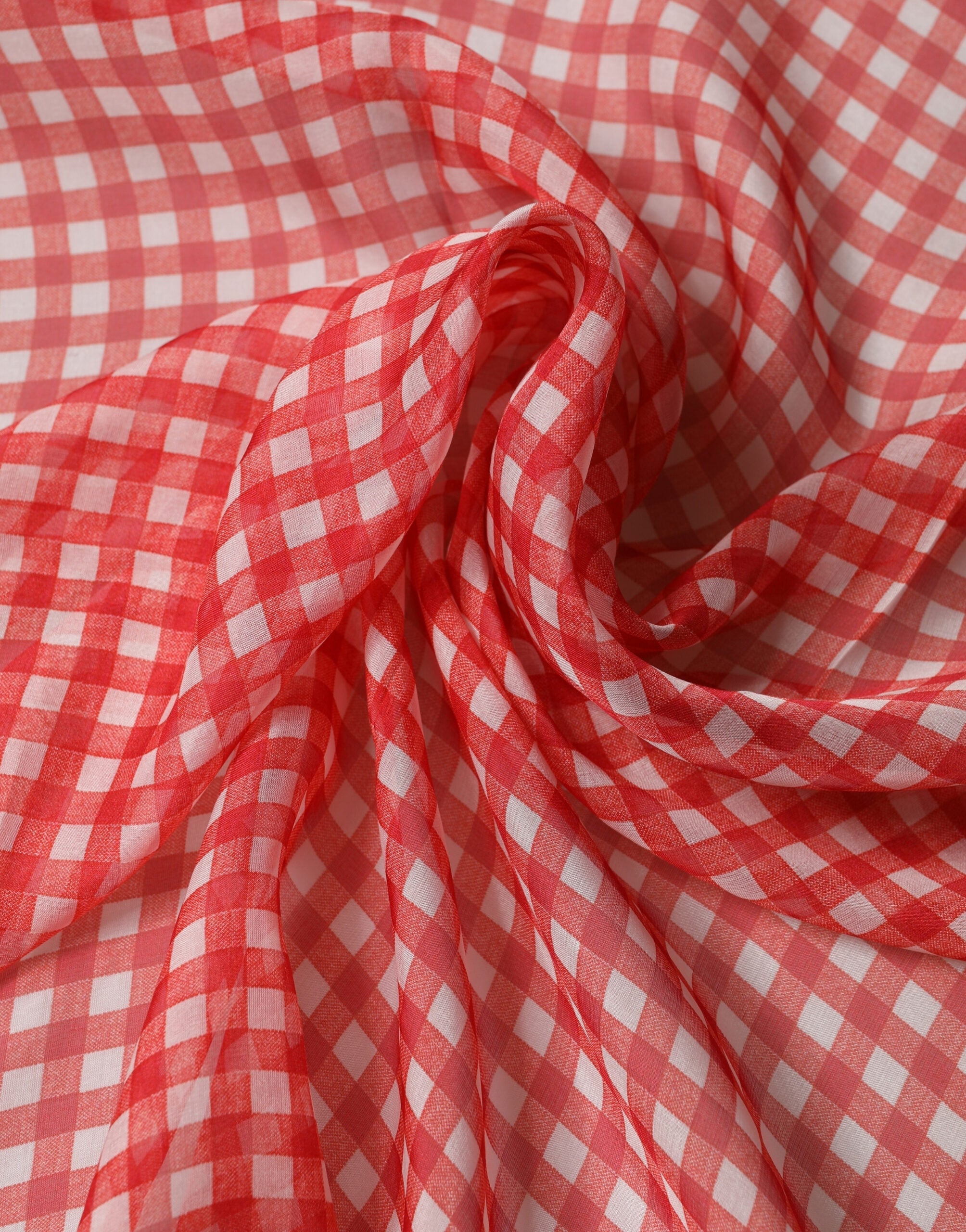 Dolce & Gabbana White Red Check Silk Wrap Foulard 140cm x 136cm Women's Scarf
