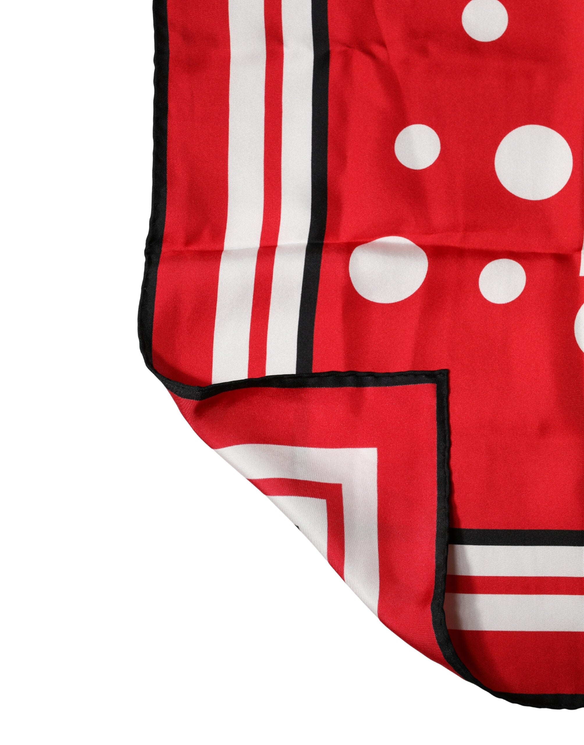 Dolce & Gabbana Red White Polka Dot Square Foulard 90cm x 88cm Women's Scarf