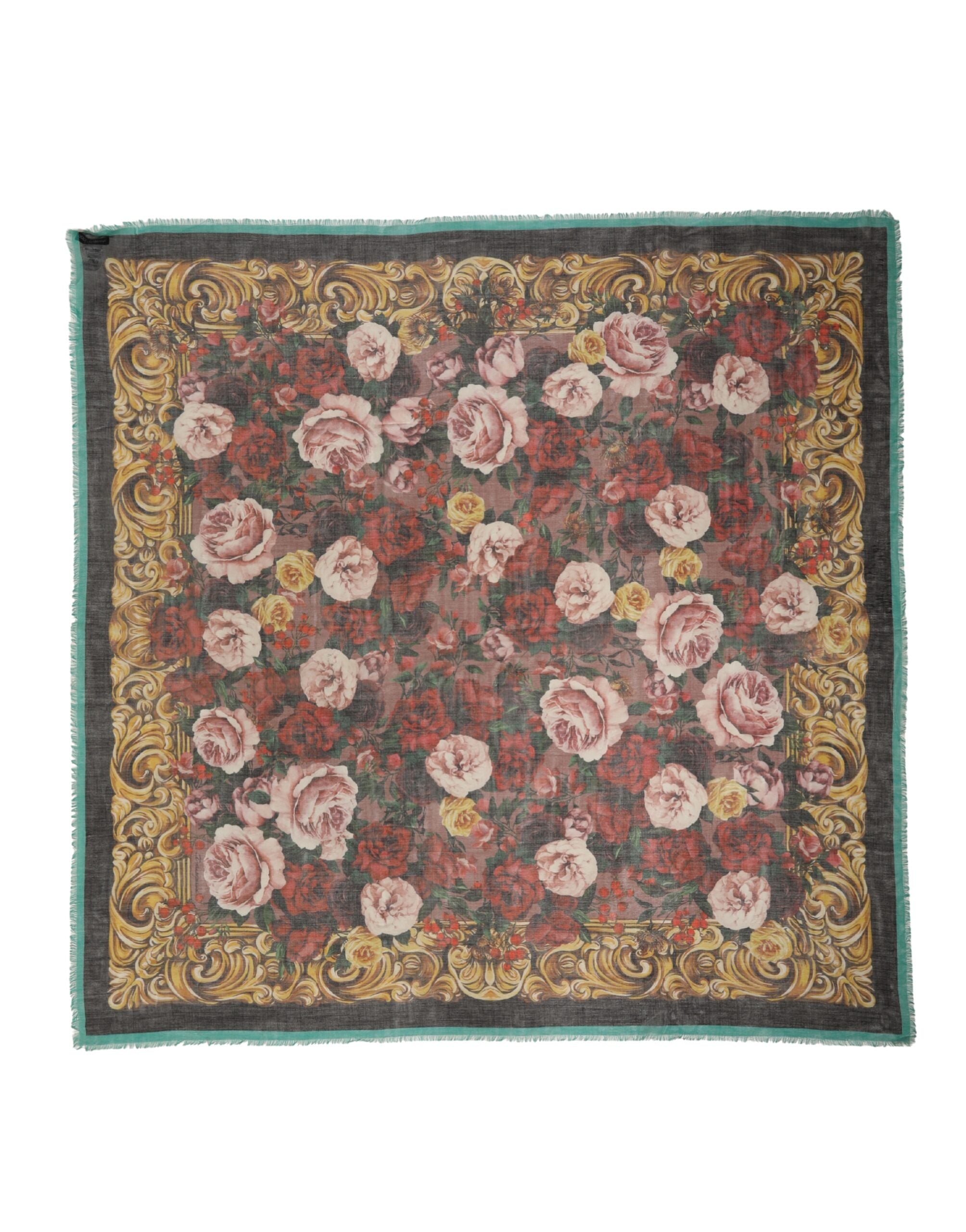Dolce & Gabbana Multicolor Floral Cashmere Square Stole Women's Scarf (Pre-Owned)