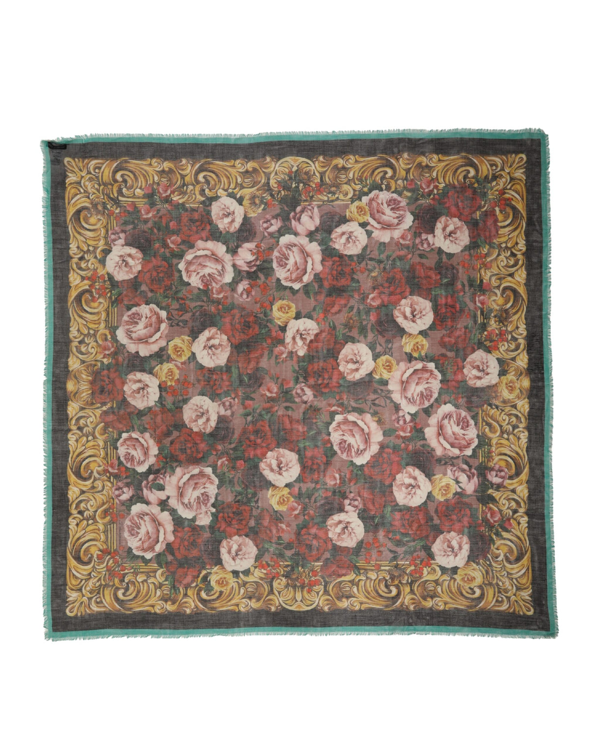 Dolce & Gabbana Multicolor Floral Cashmere Square Stole Women's Scarf (Pre-Owned)