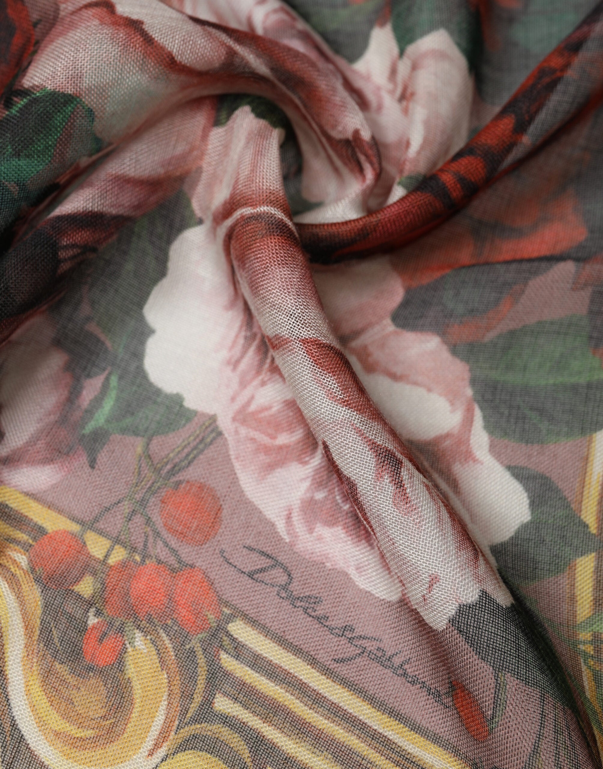 Dolce & Gabbana Multicolor Floral Cashmere Square Stole 134cmx134cm Women's Scarf (Pre-Owned)