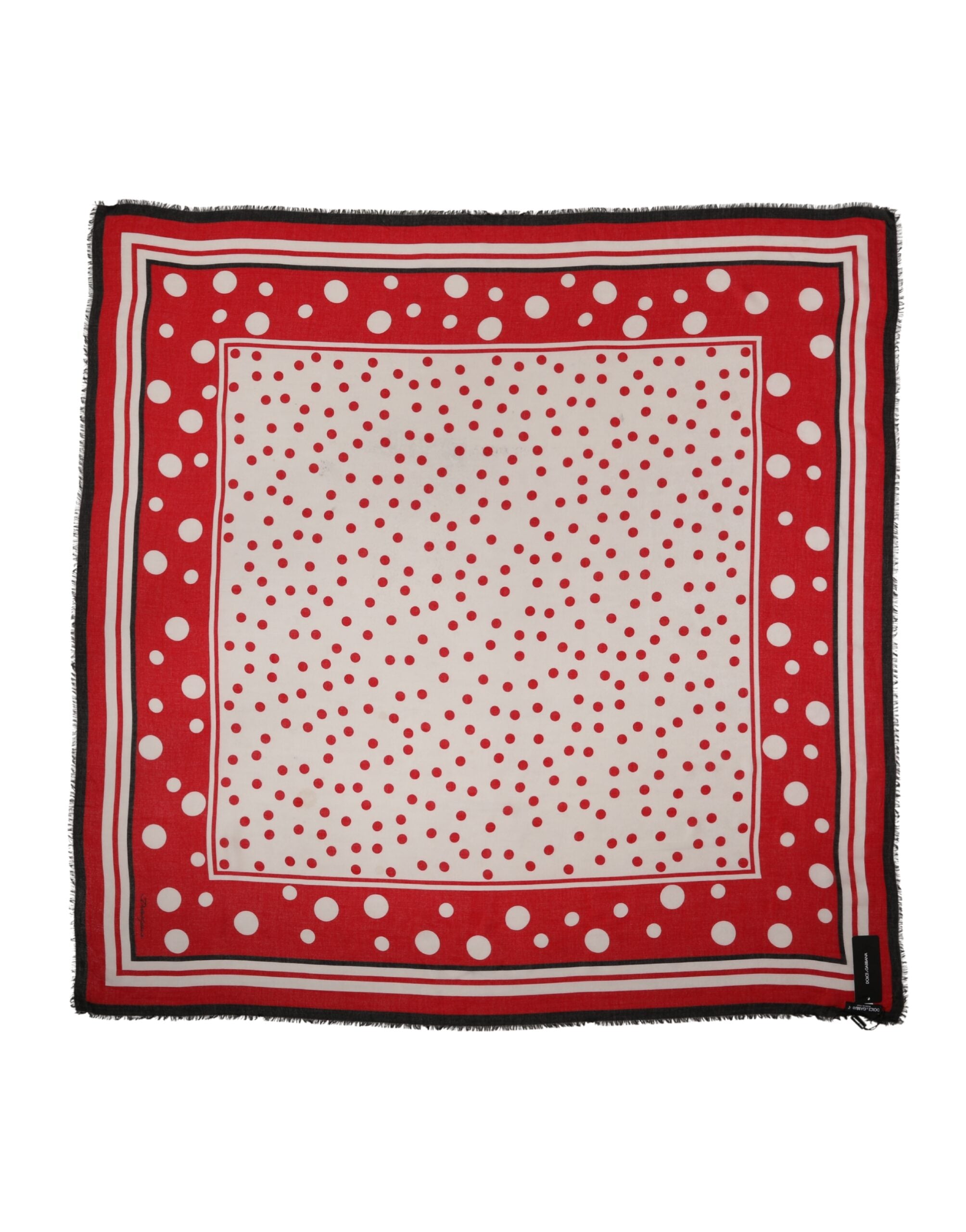 Dolce & Gabbana Red Polka Dot Print Square Stole 137cm x 134.5cm Women's Scarf (Pre-Owned)