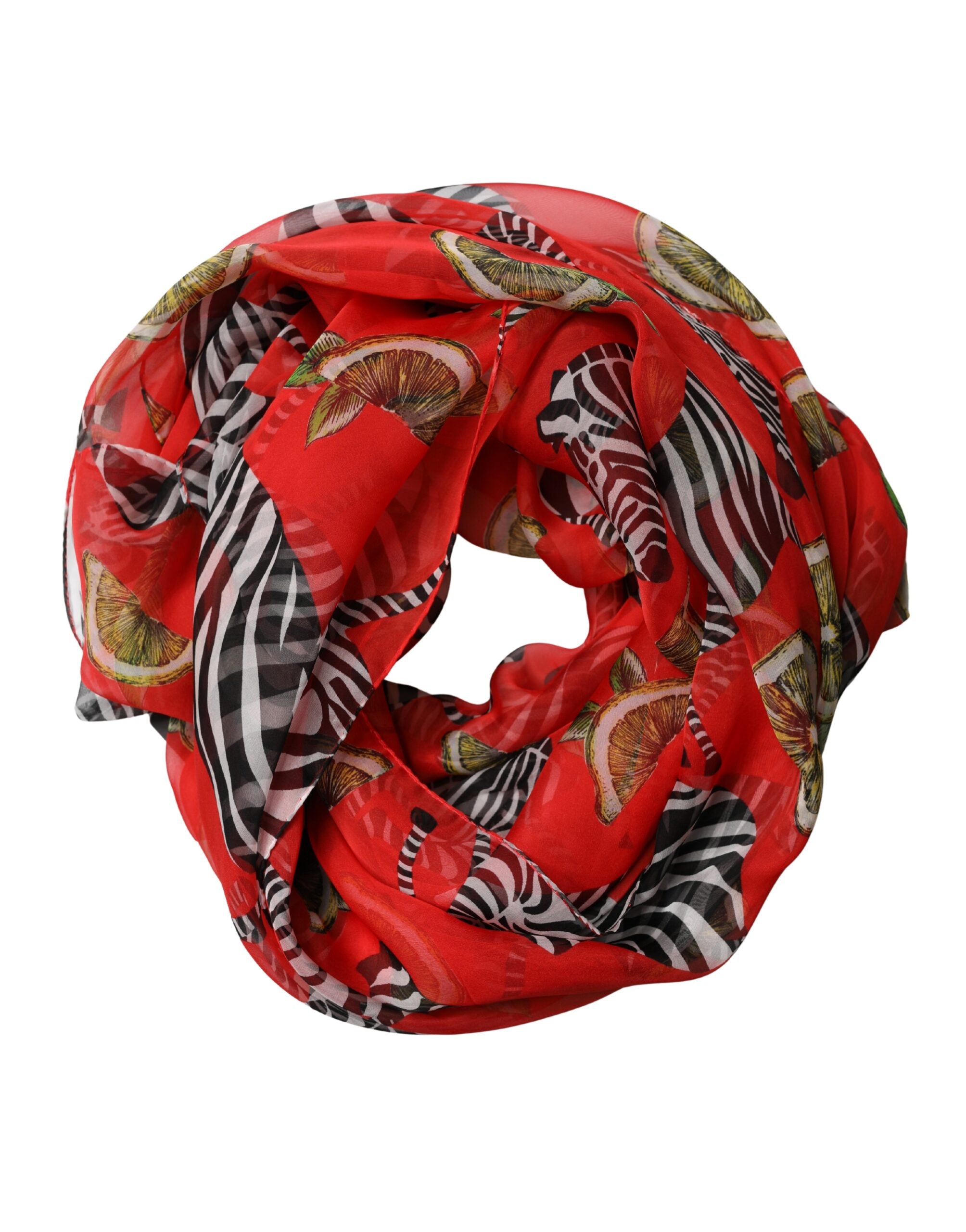 Dolce & Gabbana Red Zebra Print Silk Wrap Shawl Stole 200cm x 132cm Women's Scarf