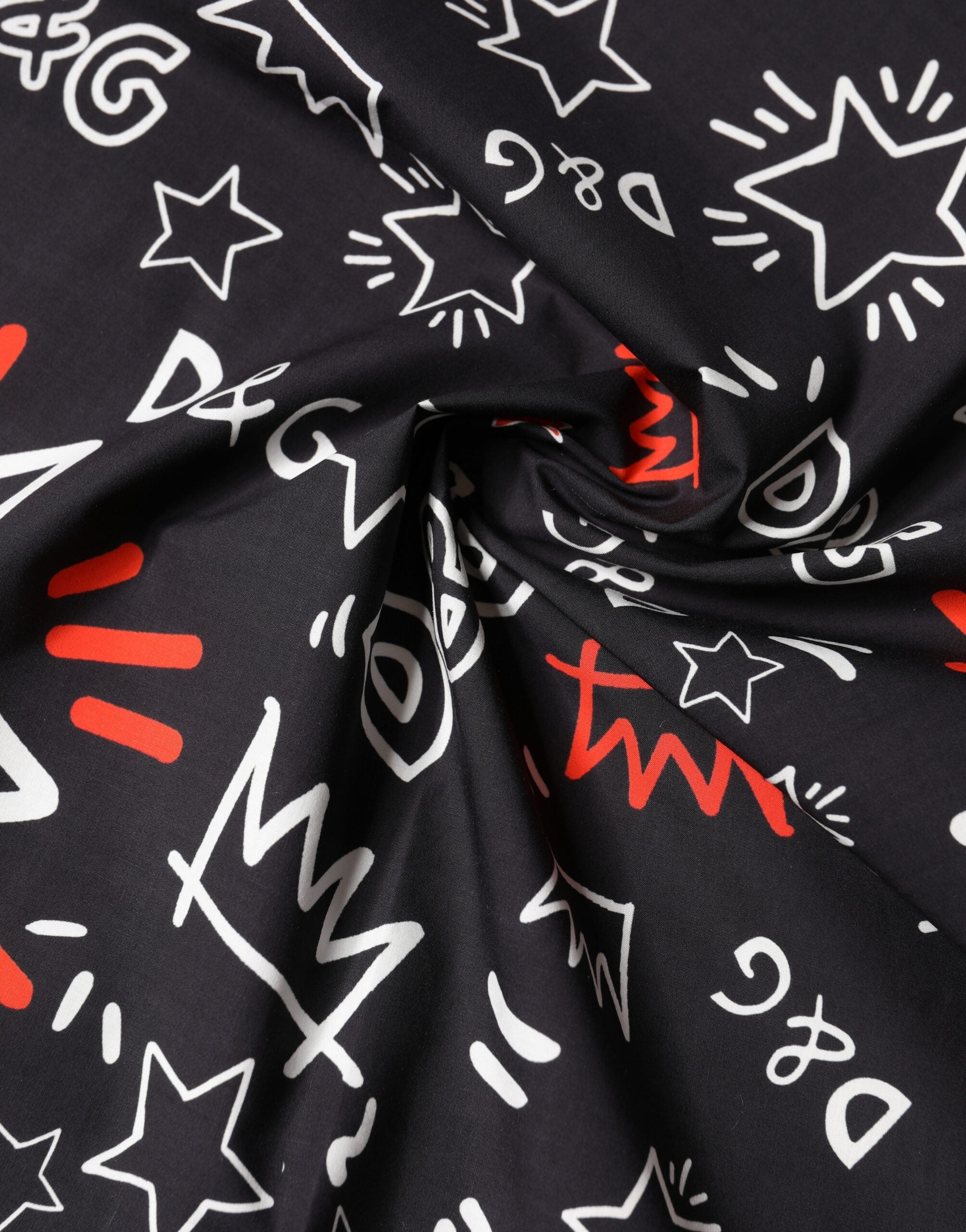 Dolce & Gabbana Black White Red DG Crown Cotton Foulard 47cm x 46cm Women's Scarf