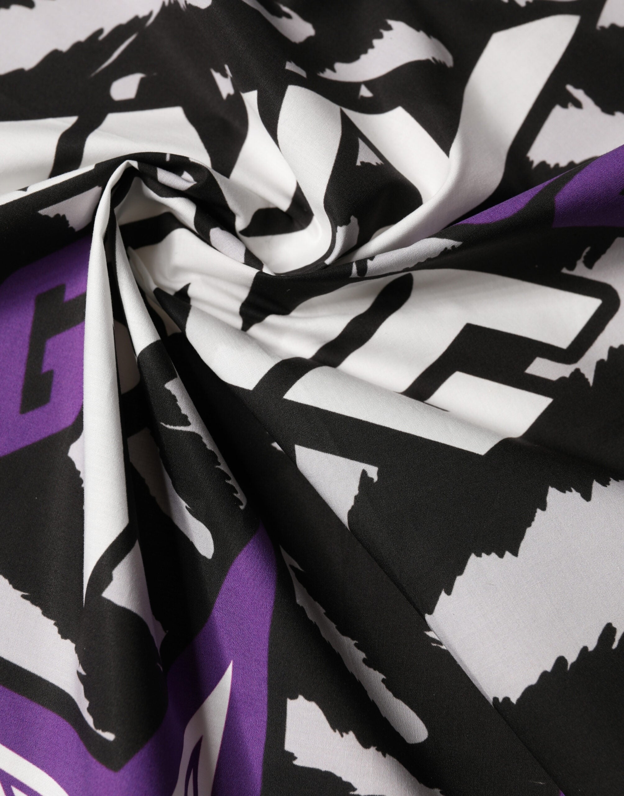 Dolce & Gabbana Black Purple DG King Cotton Foulard 51cm x 49.5cm Women's Scarf