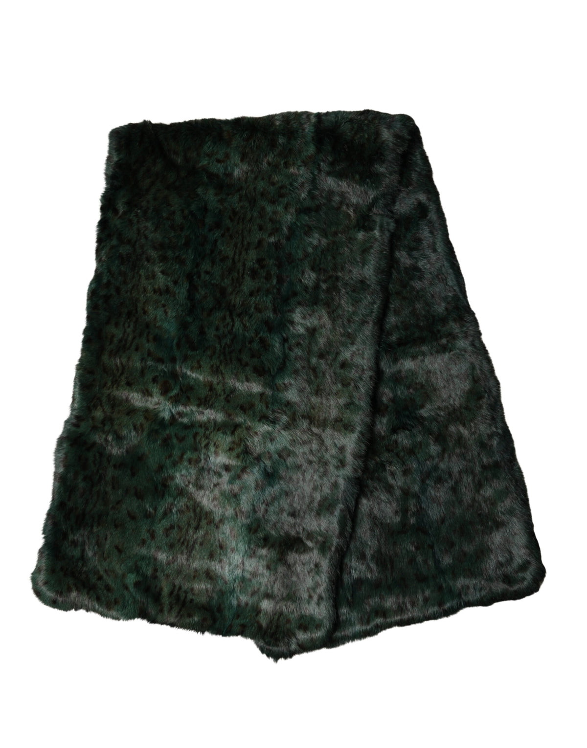 Dolce & Gabbana Black Green Stripe Fur Shawl Neck Wrap 180cm x49cm Women's Scarf
