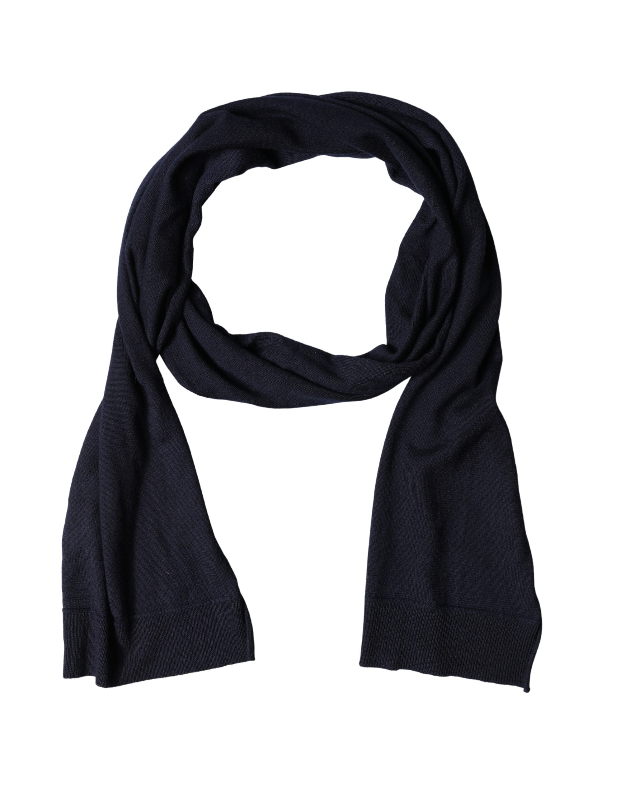 Dolce & Gabbana Blue Wool Knitted Shawl Neck Wrap 200cm x 25cm Women's Scarf