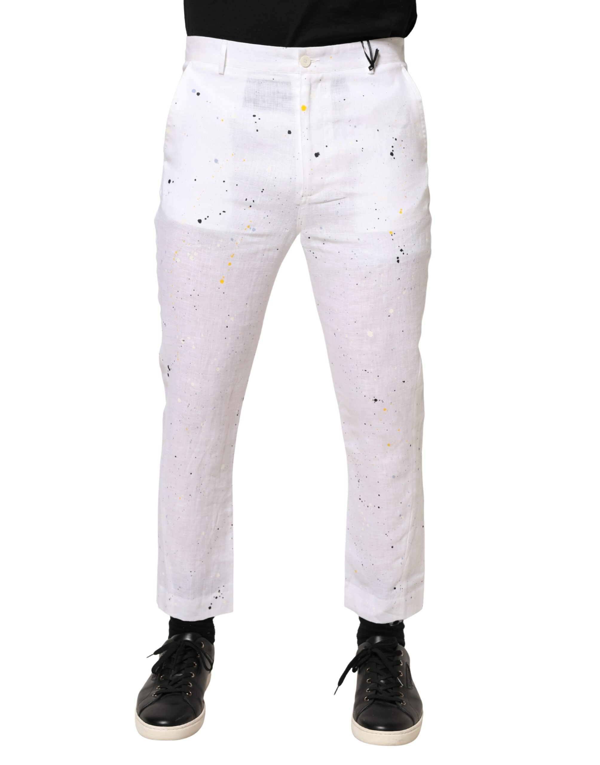 Daniele Alessandrini White Paint Print SkinnyFit Trouser Men's Pants