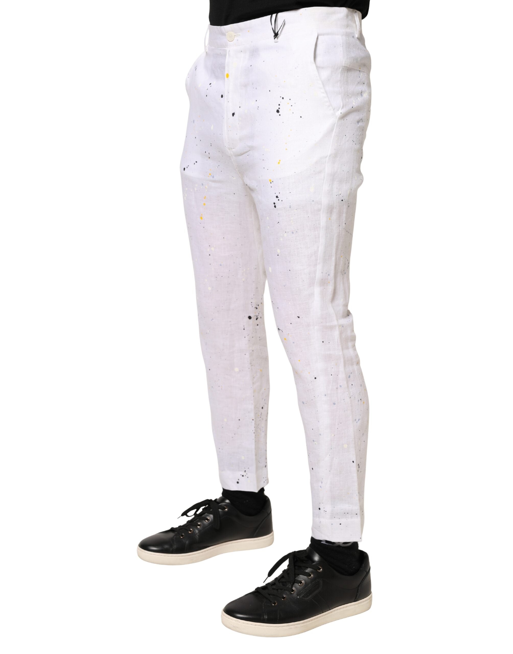 Daniele Alessandrini White Paint Print SkinnyFit Trouser Men's Pants