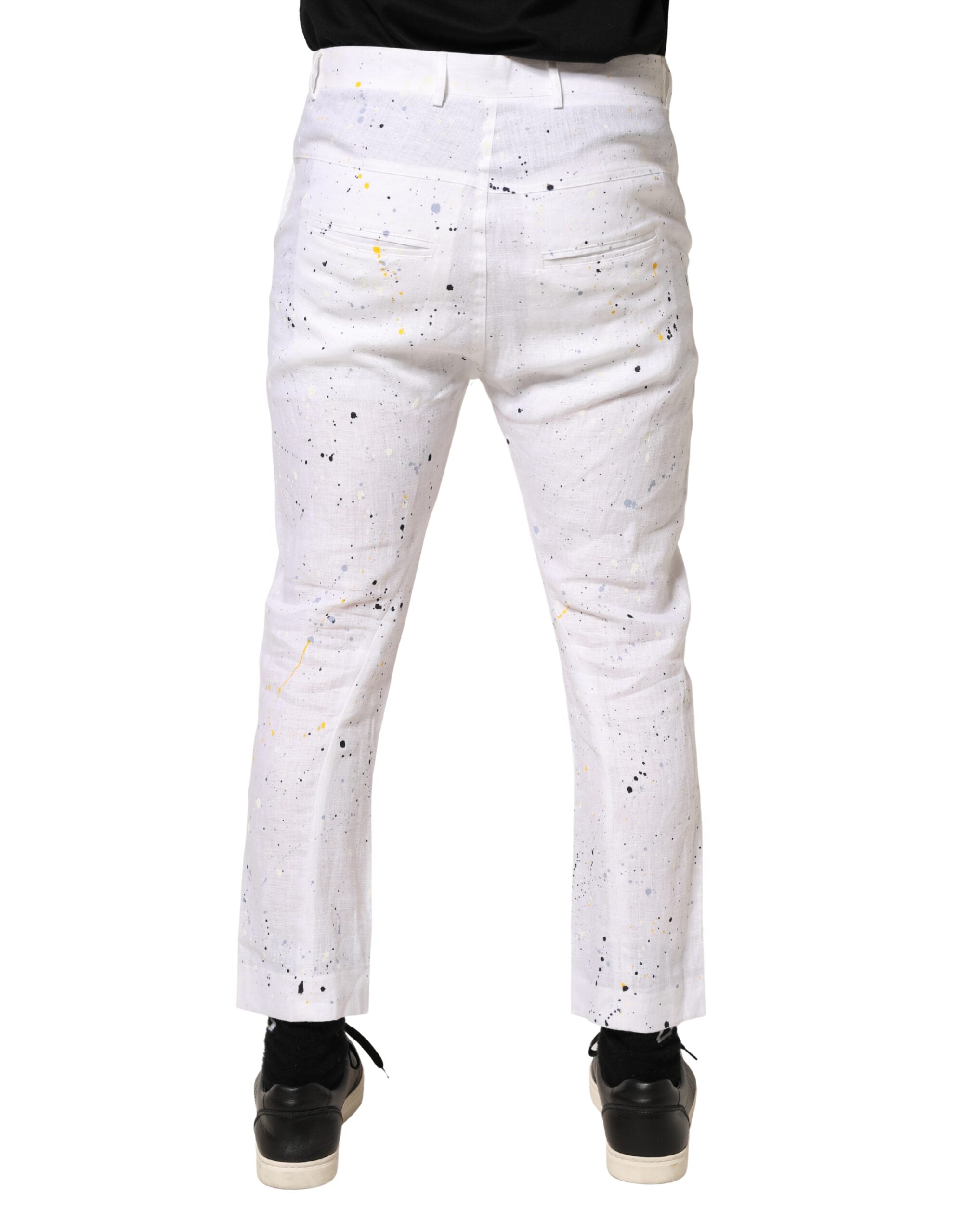 Daniele Alessandrini White Paint Print SkinnyFit Trouser Men's Pants