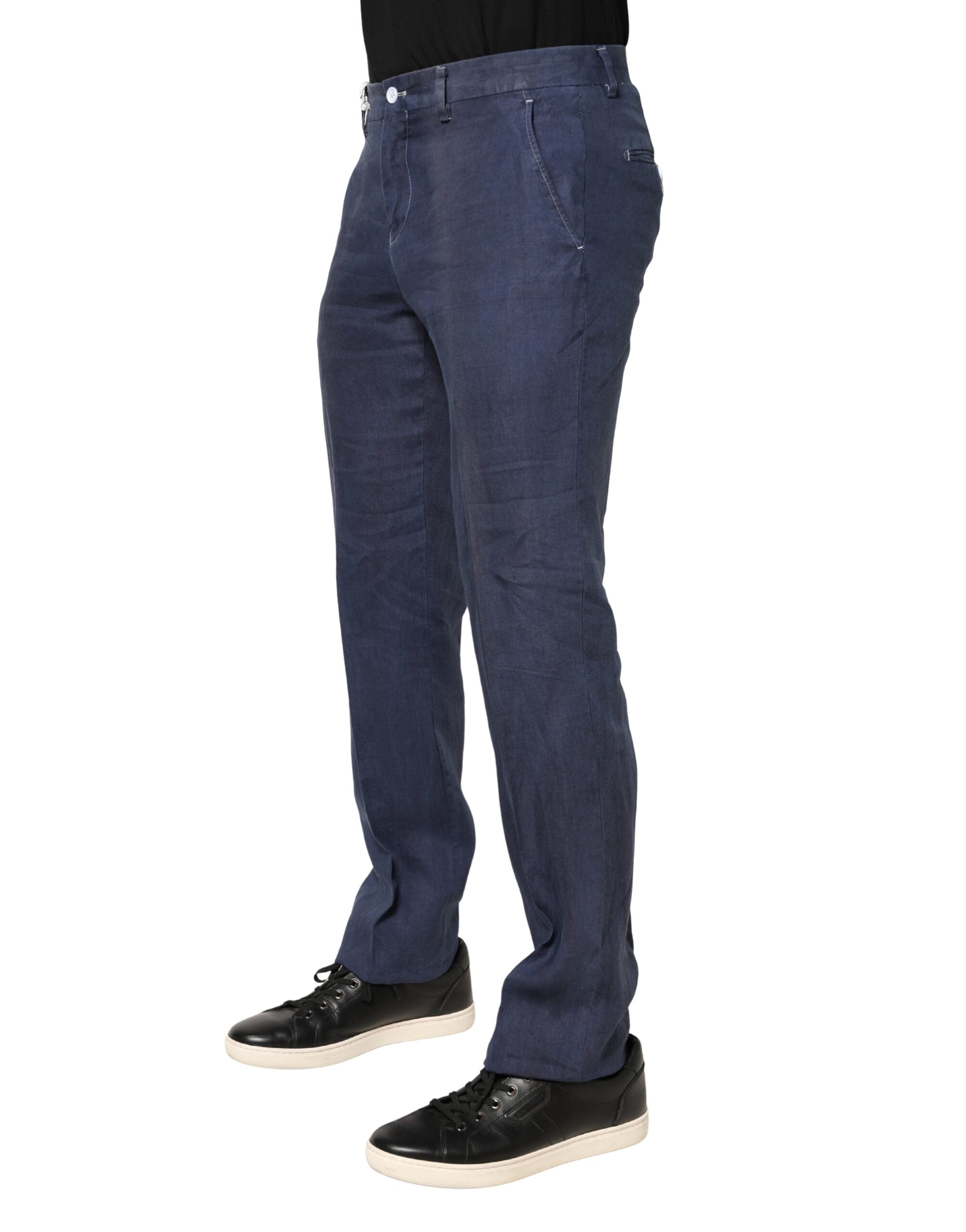 Domenico Tagliente Navy Blue Skinny Chino Mid Waist Men Men's Pants (Pre-Owned)