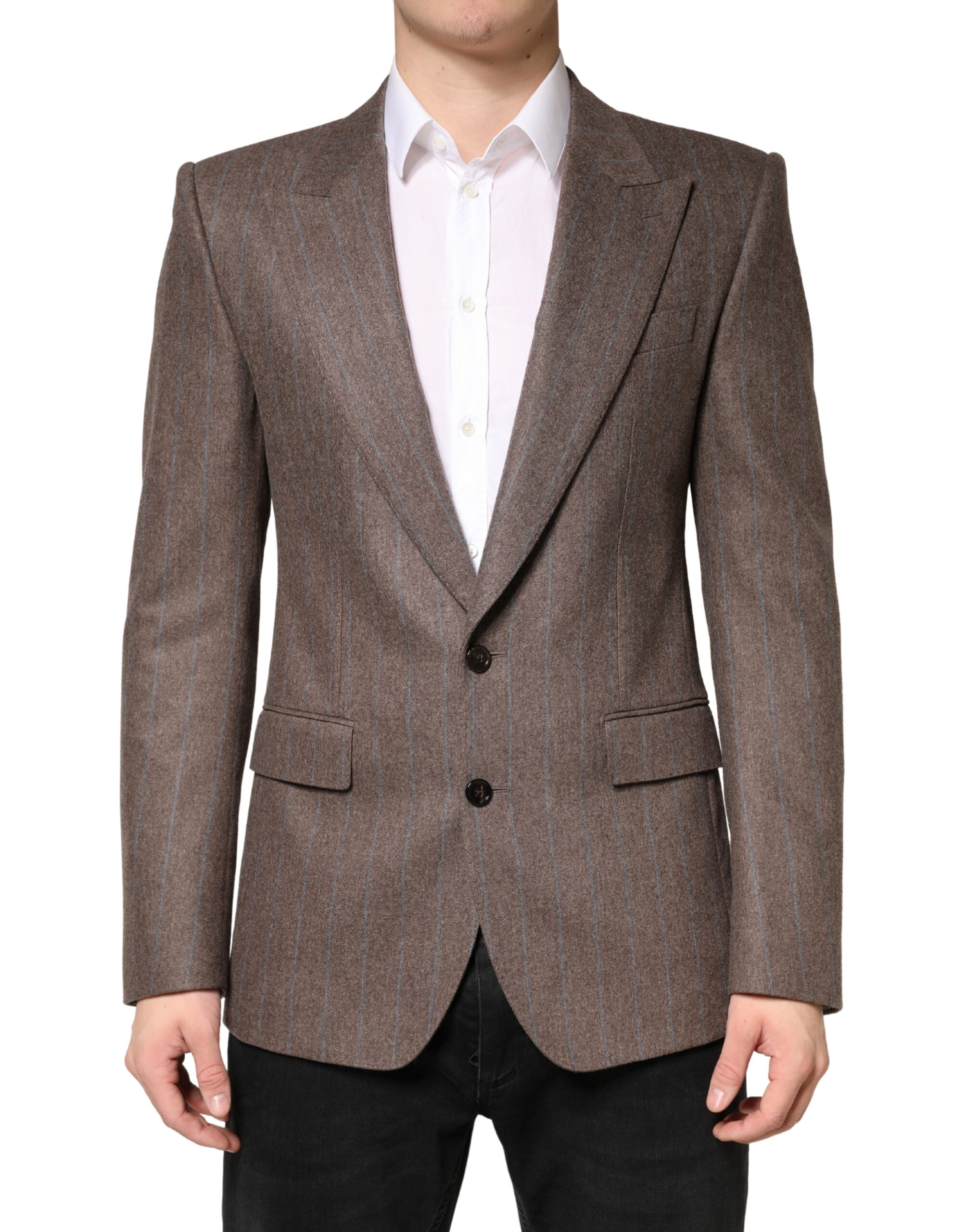 Dolce & Gabbana Brown Stripes Single Breasted Men's Blazer