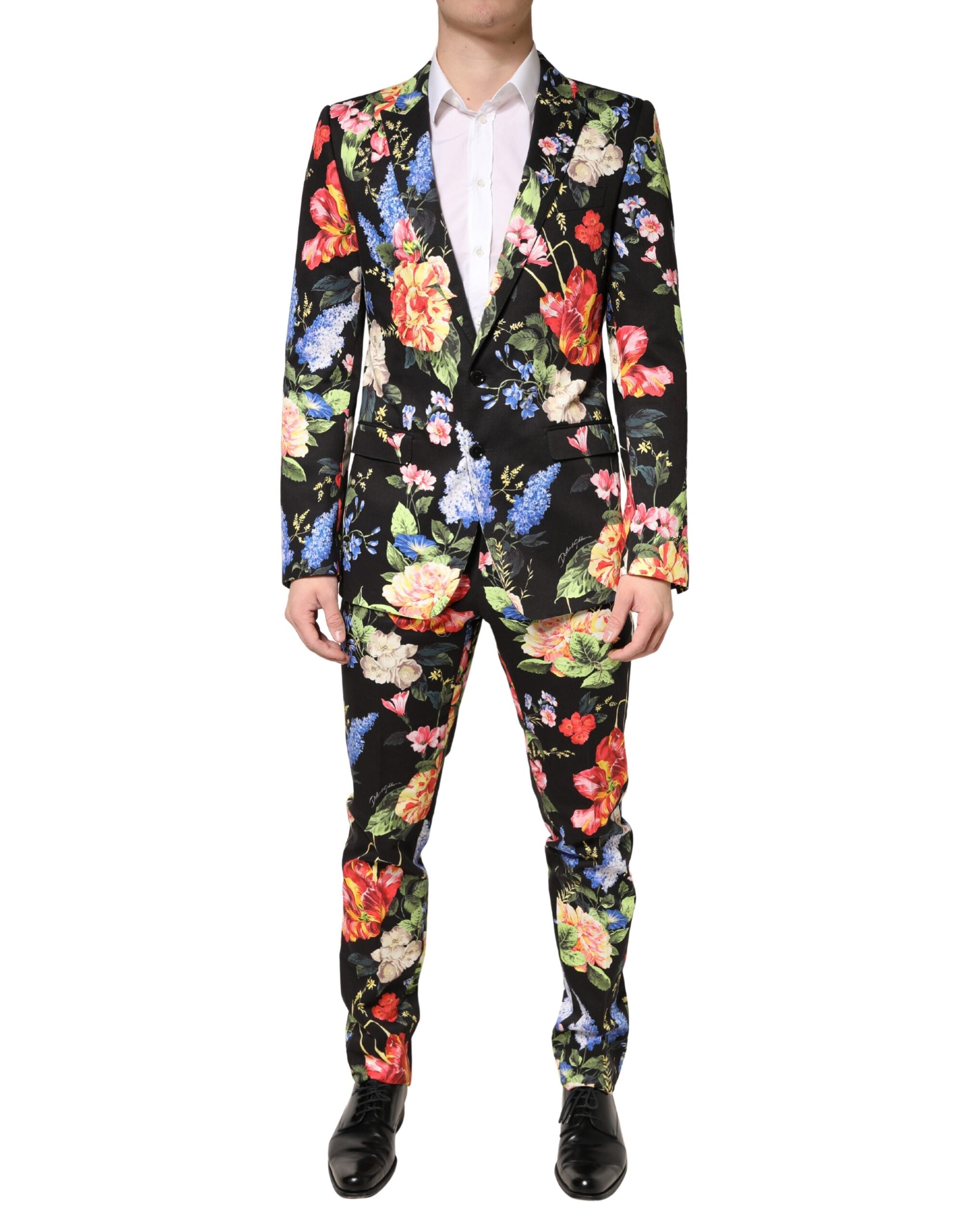 Dolce & Gabbana Black Floral Single Breasted MARTINI 2 Piece Men's Suit