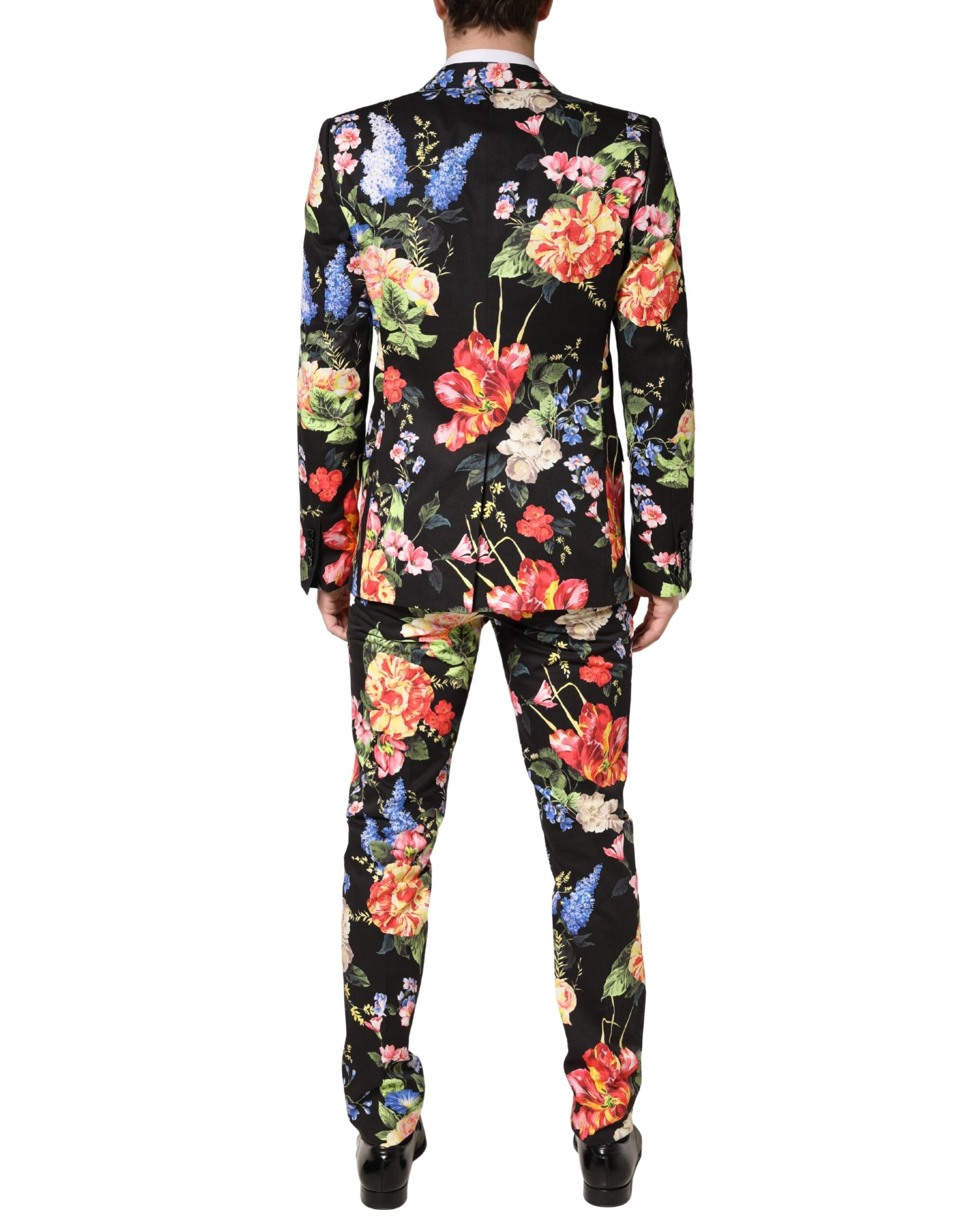 Dolce & Gabbana Black Floral Single Breasted MARTINI 2 Piece Men's Suit
