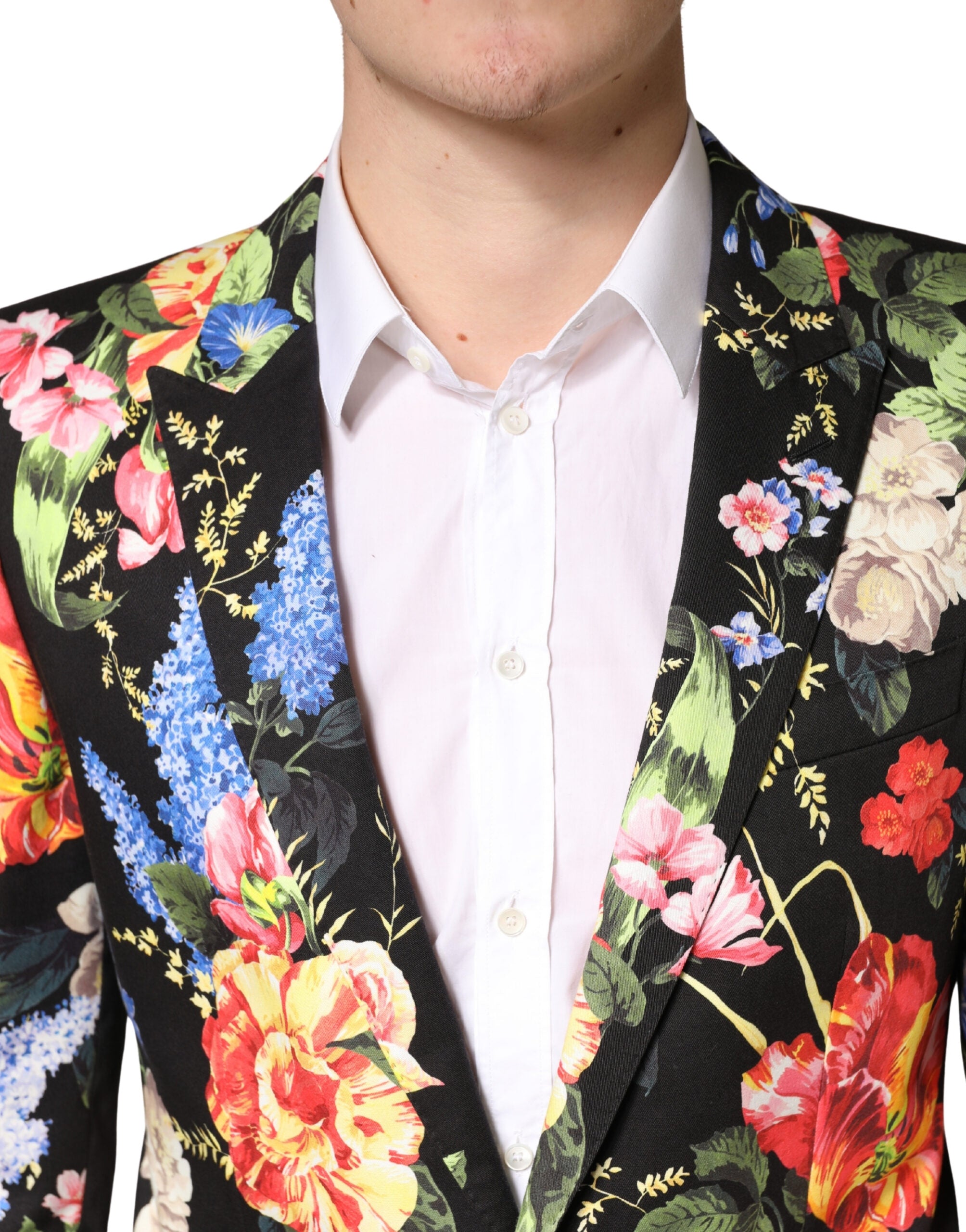 Dolce & Gabbana Black Floral Single Breasted MARTINI 2 Piece Men's Suit