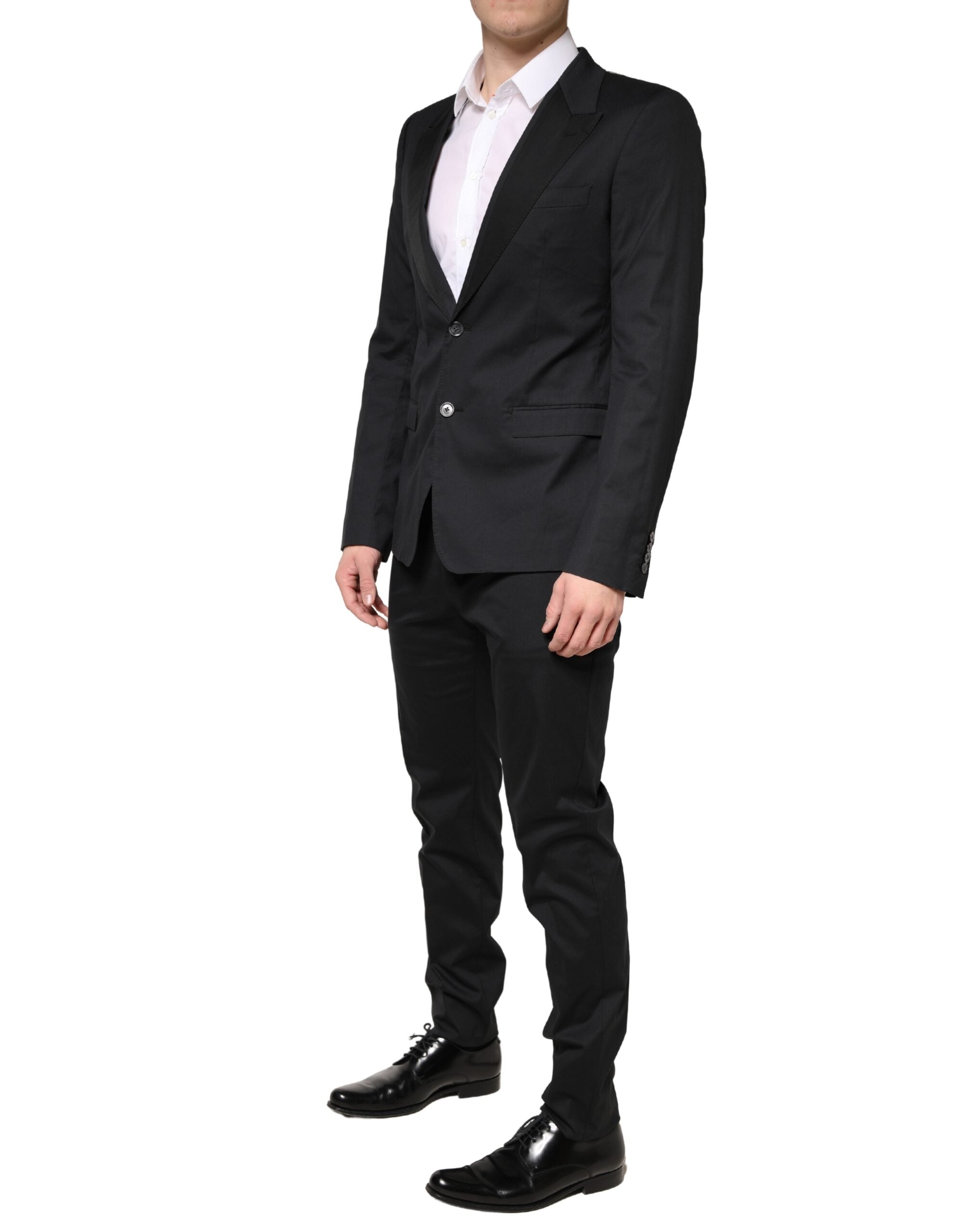 Dolce & Gabbana Black Cotton Single Breasted 2 Piece Men's Suit