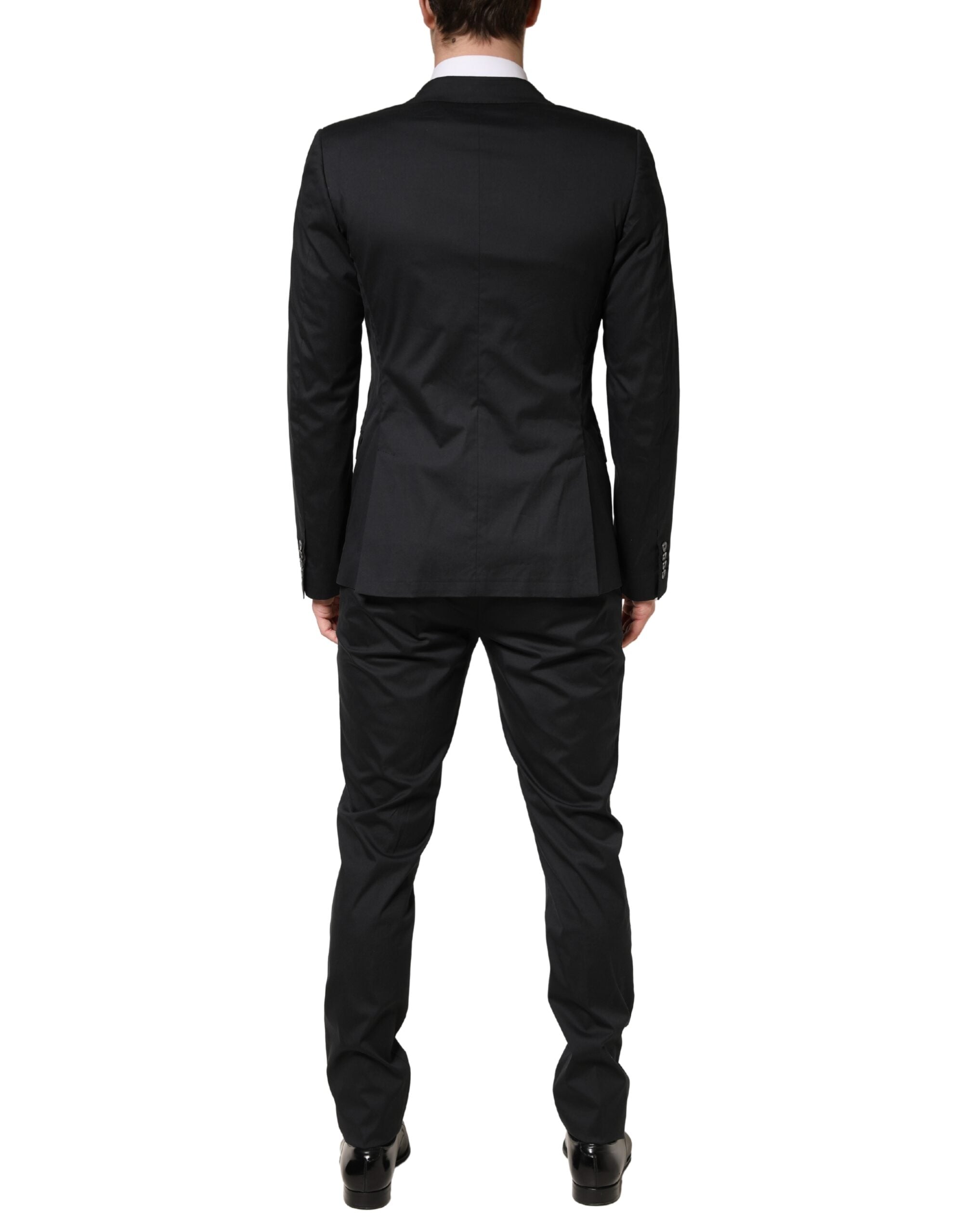Dolce & Gabbana Black Cotton Single Breasted 2 Piece Men's Suit