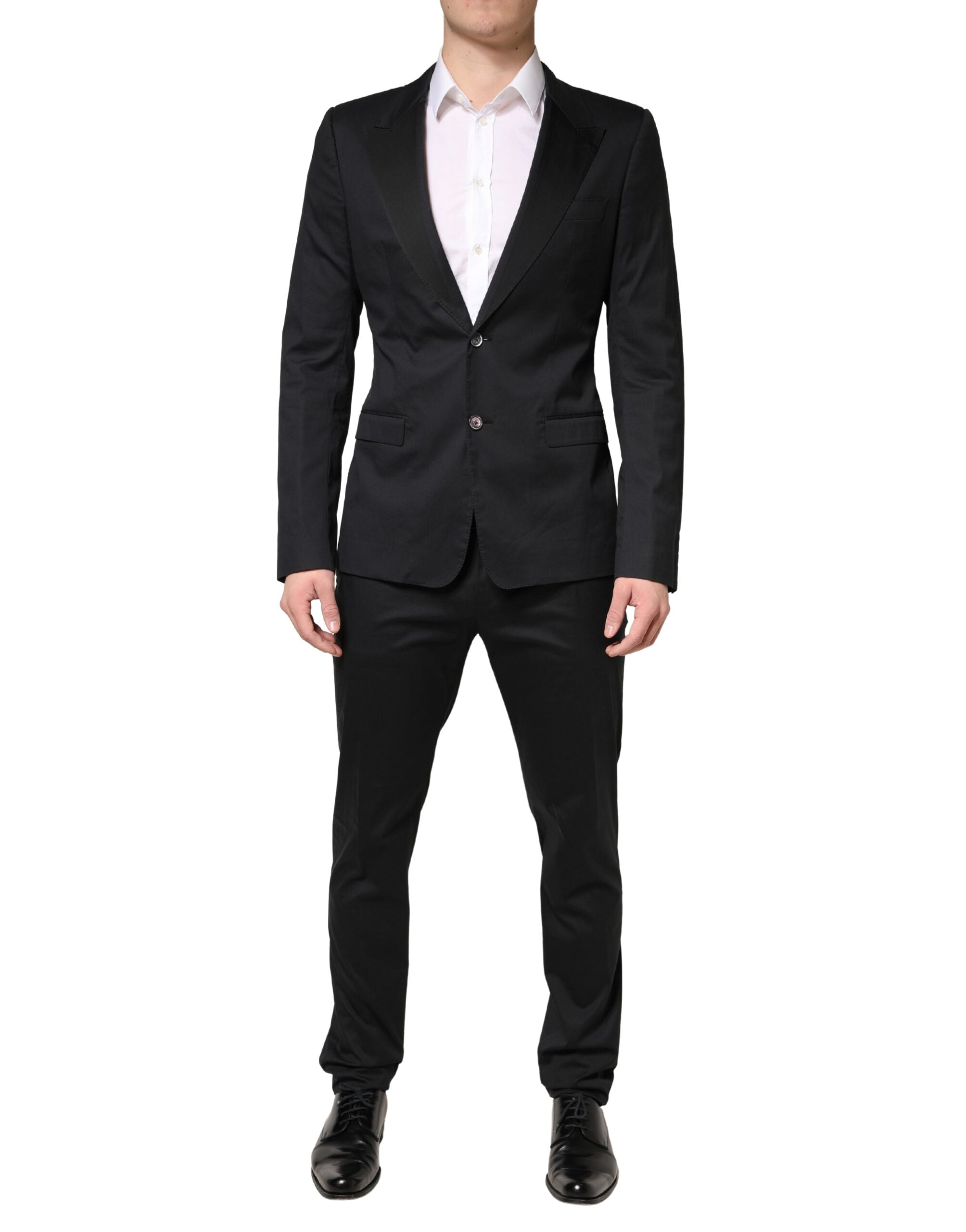 Dolce & Gabbana Black Cotton Single Breasted 2 Piece Men's Suit