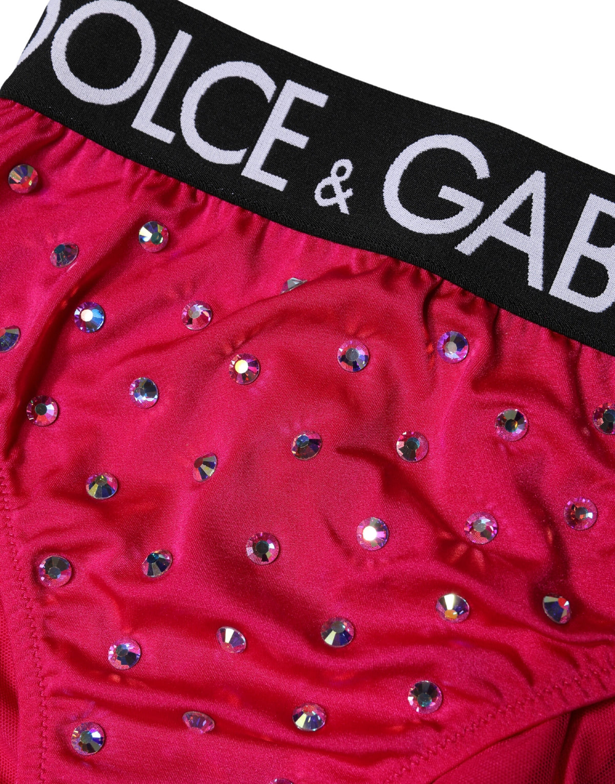 Dolce & Gabbana Pink Embellished High-Waist Brief Logo Women's Underwear