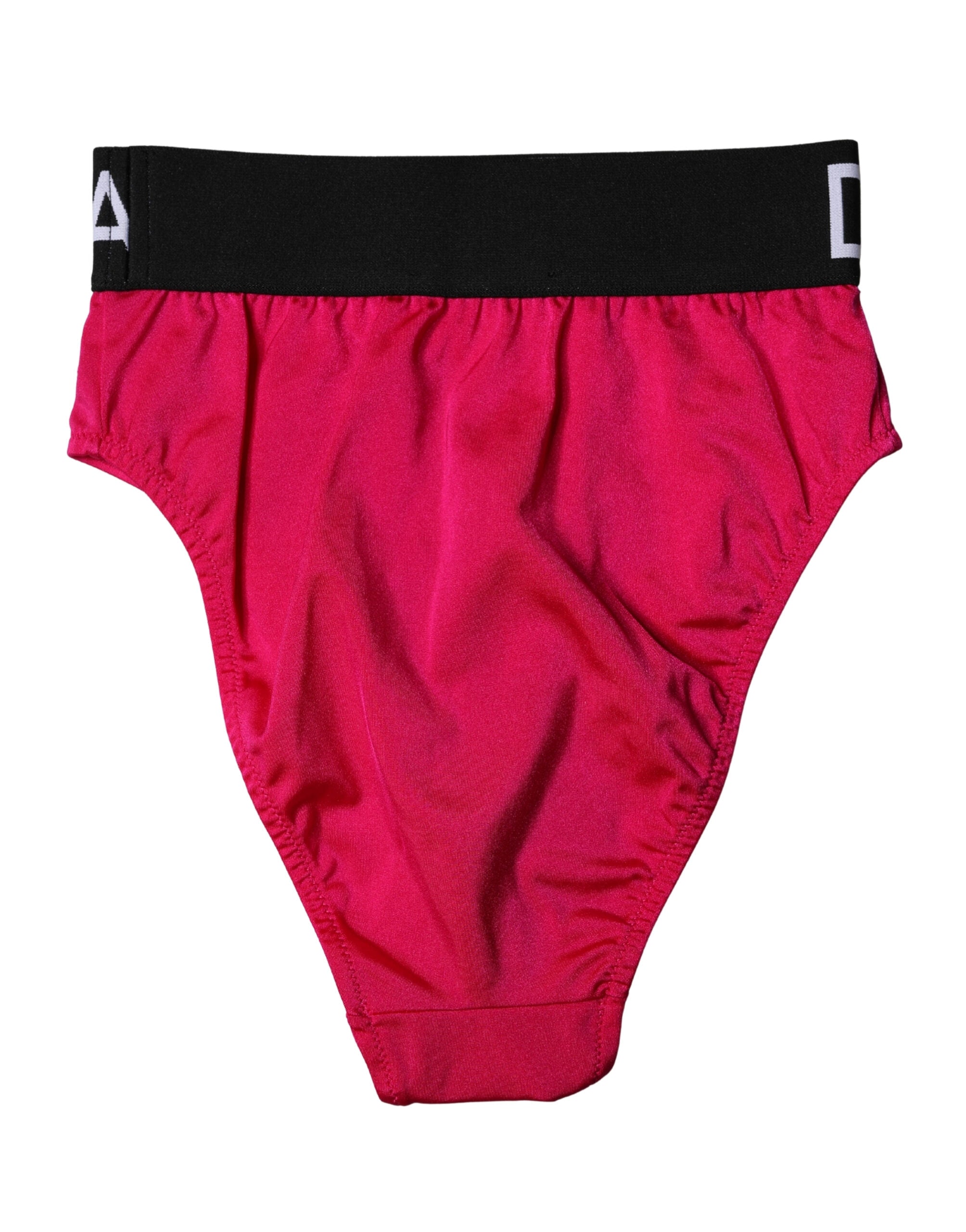 Dolce & Gabbana Pink Embellished High-Waist Brief Logo Women's Underwear