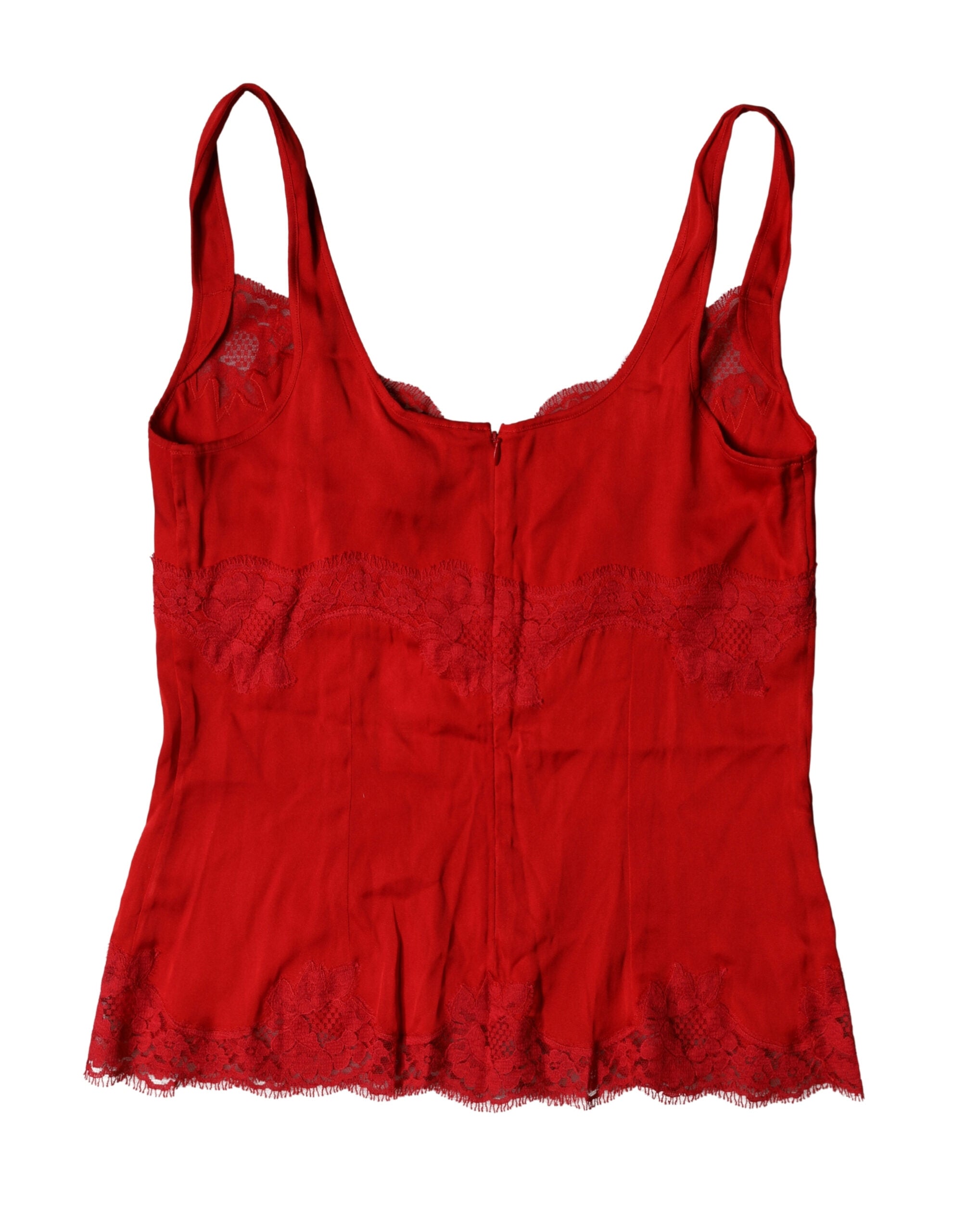 Dolce & Gabbana Red Silk Floral Lace Lingerie Top Women's Underwear