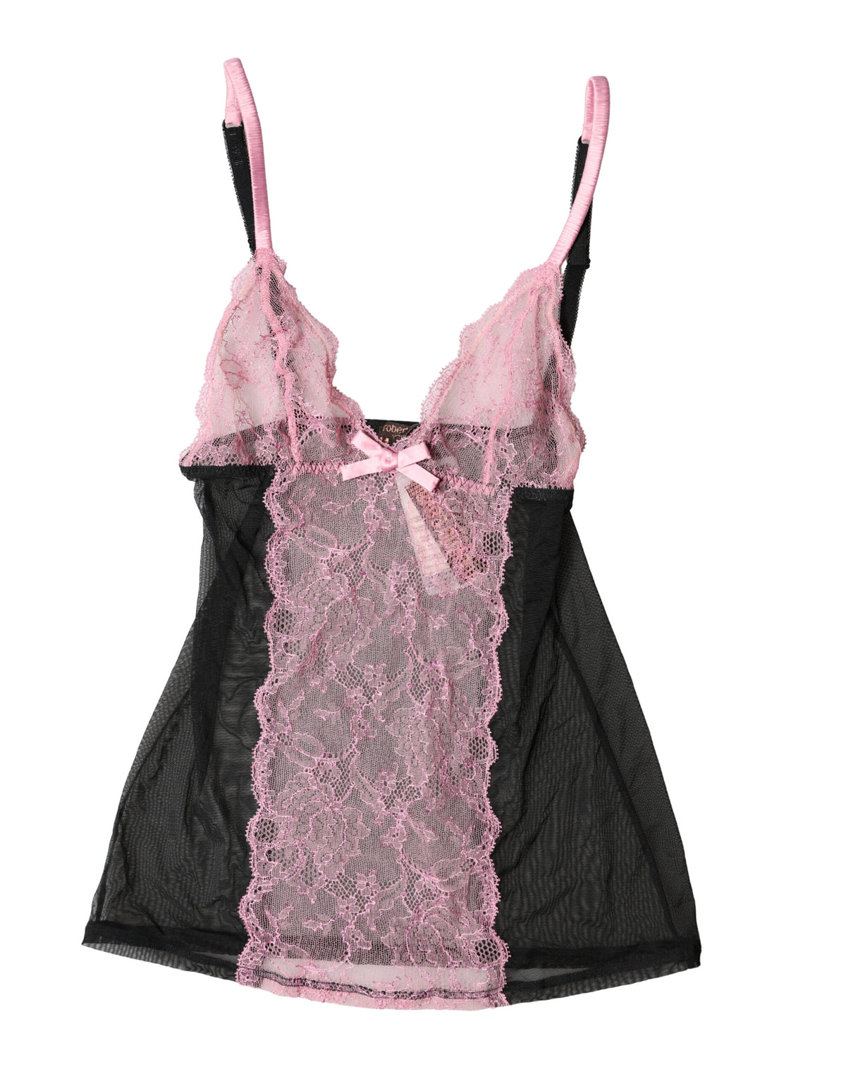 Roberto Cavalli Black Pink Floral Lace Lingerie Top Women's Underwear