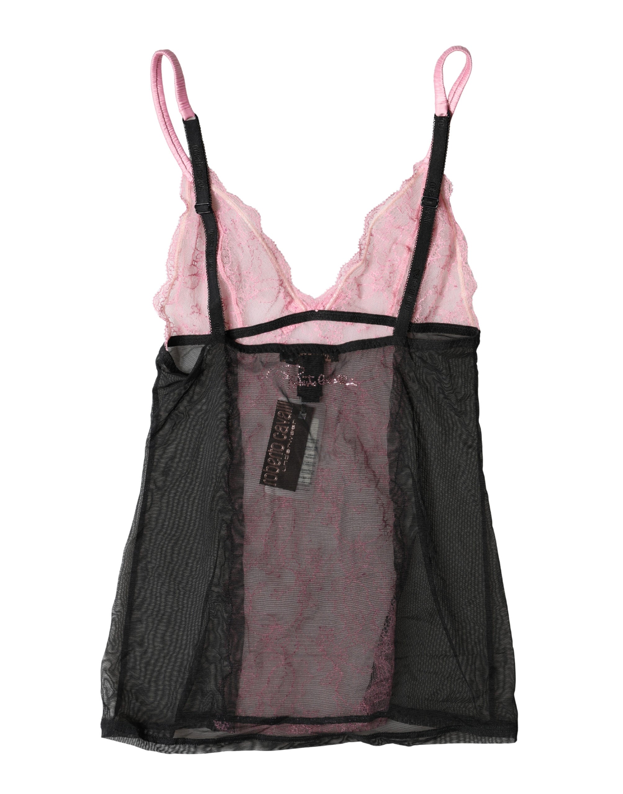 Roberto Cavalli Black Pink Floral Lace Lingerie Top Women's Underwear