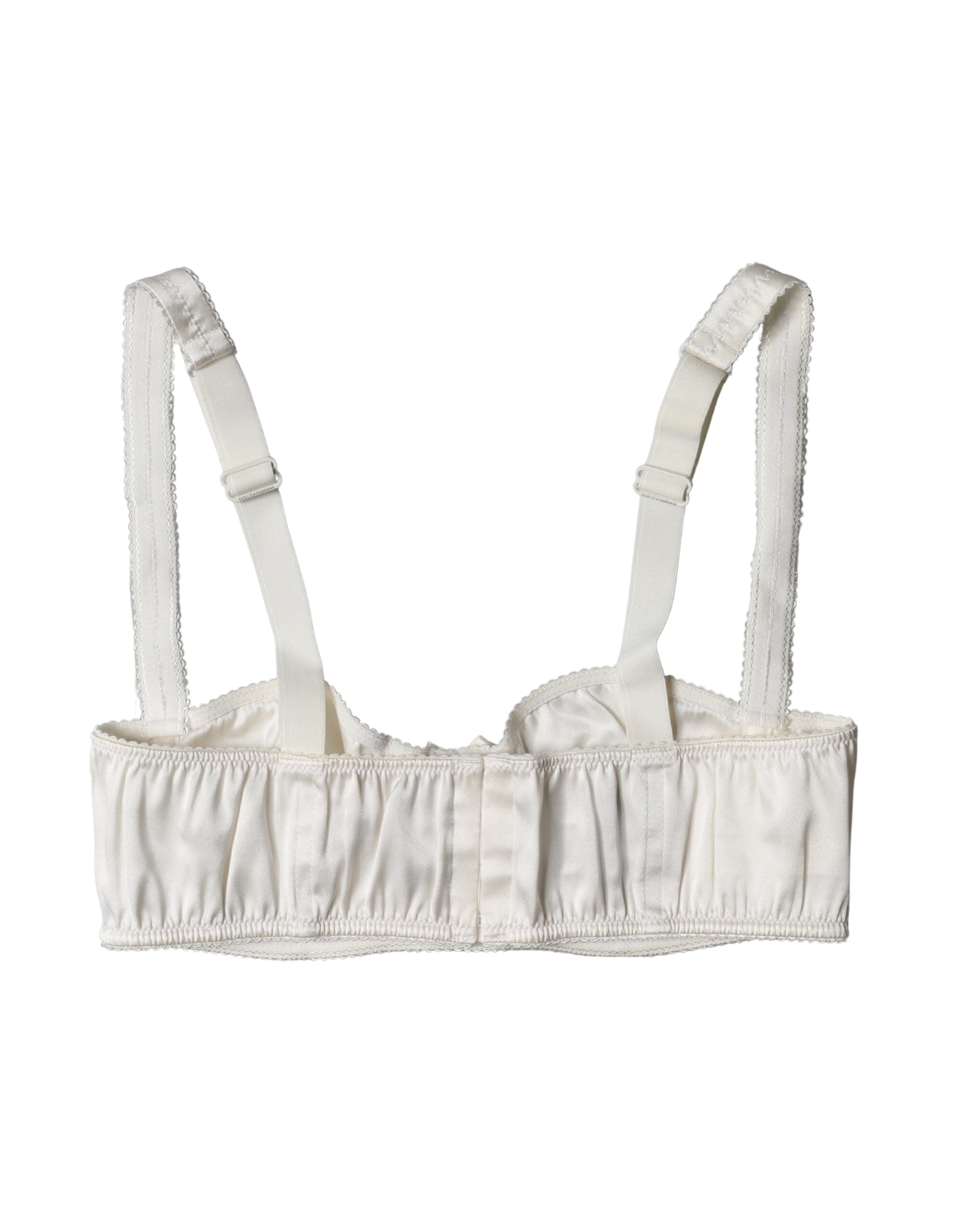 Dolce & Gabbana White Silk Satin Underwire Bra Semi Pad Women's Underwear