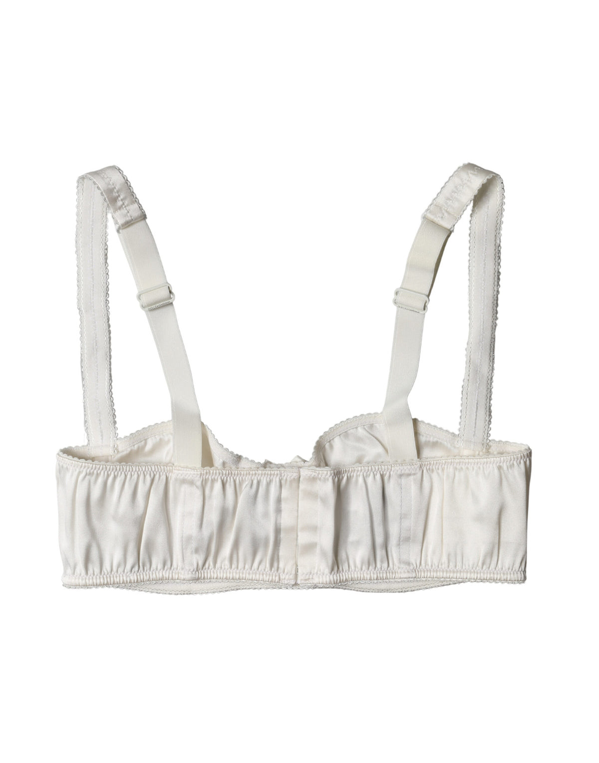 Dolce & Gabbana White Silk Satin Underwire Bra Semi Pad Women's Underwear