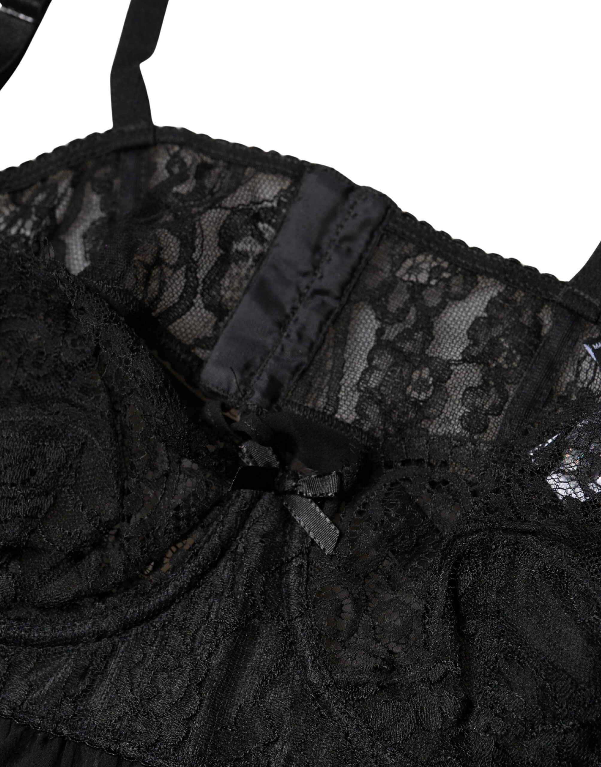 Dolce & Gabbana Black Silk Floral Lace Lingerie Top Women's Underwear