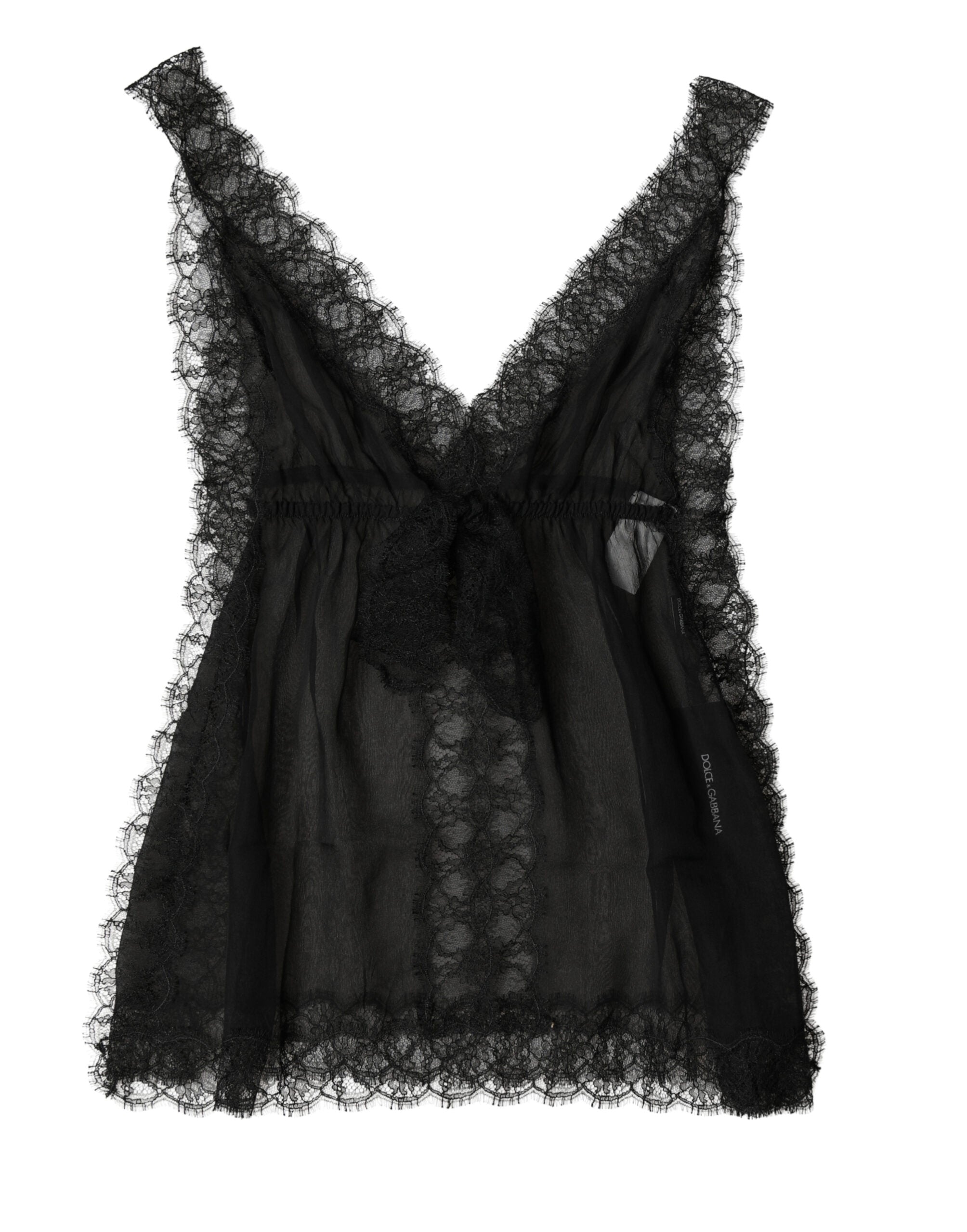 Dolce & Gabbana Black Silk Floral Lace Lingerie Top Women's Underwear (Pre-Owned)