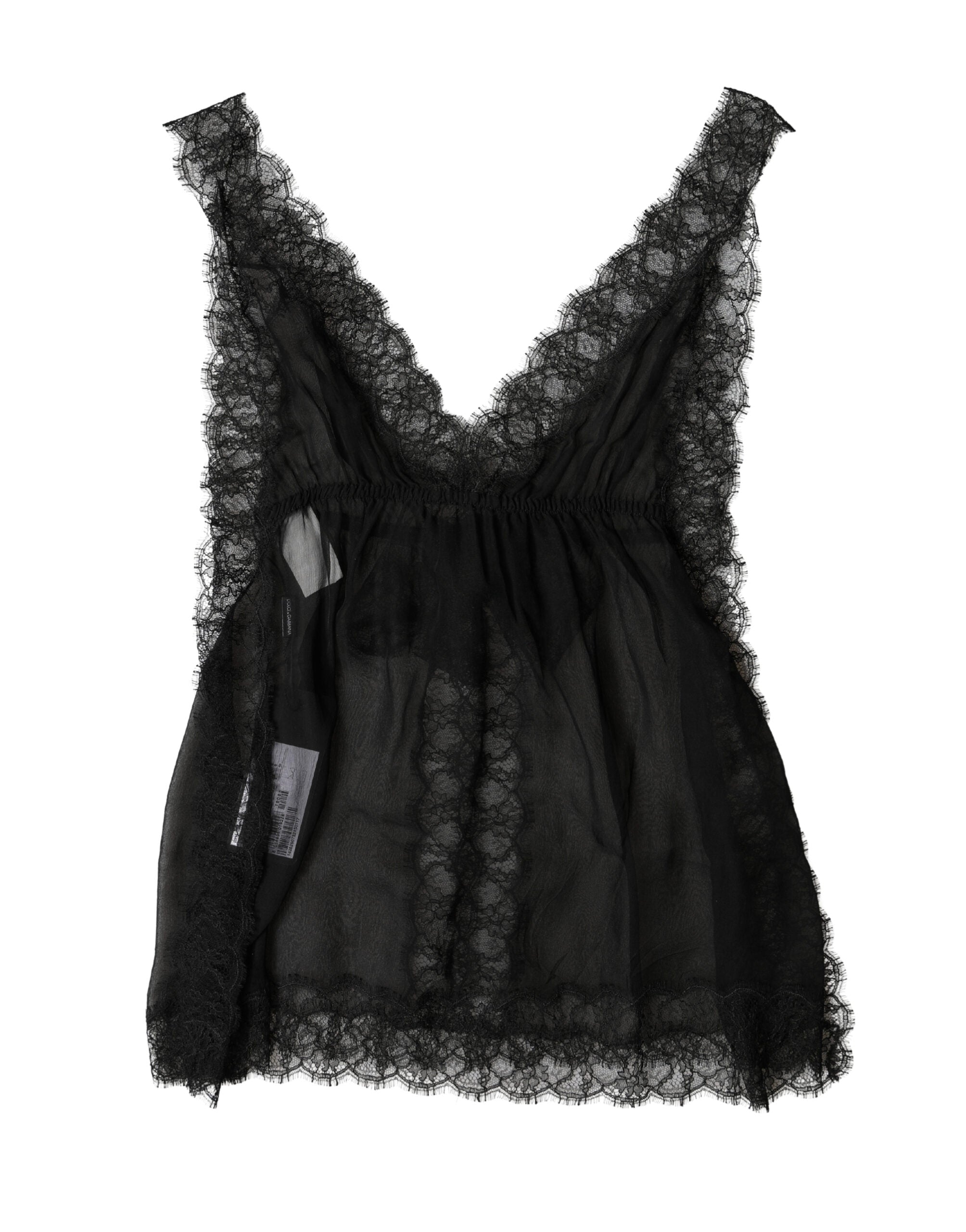 Dolce & Gabbana Black Silk Floral Lace Lingerie Top Women's Underwear (Pre-Owned)