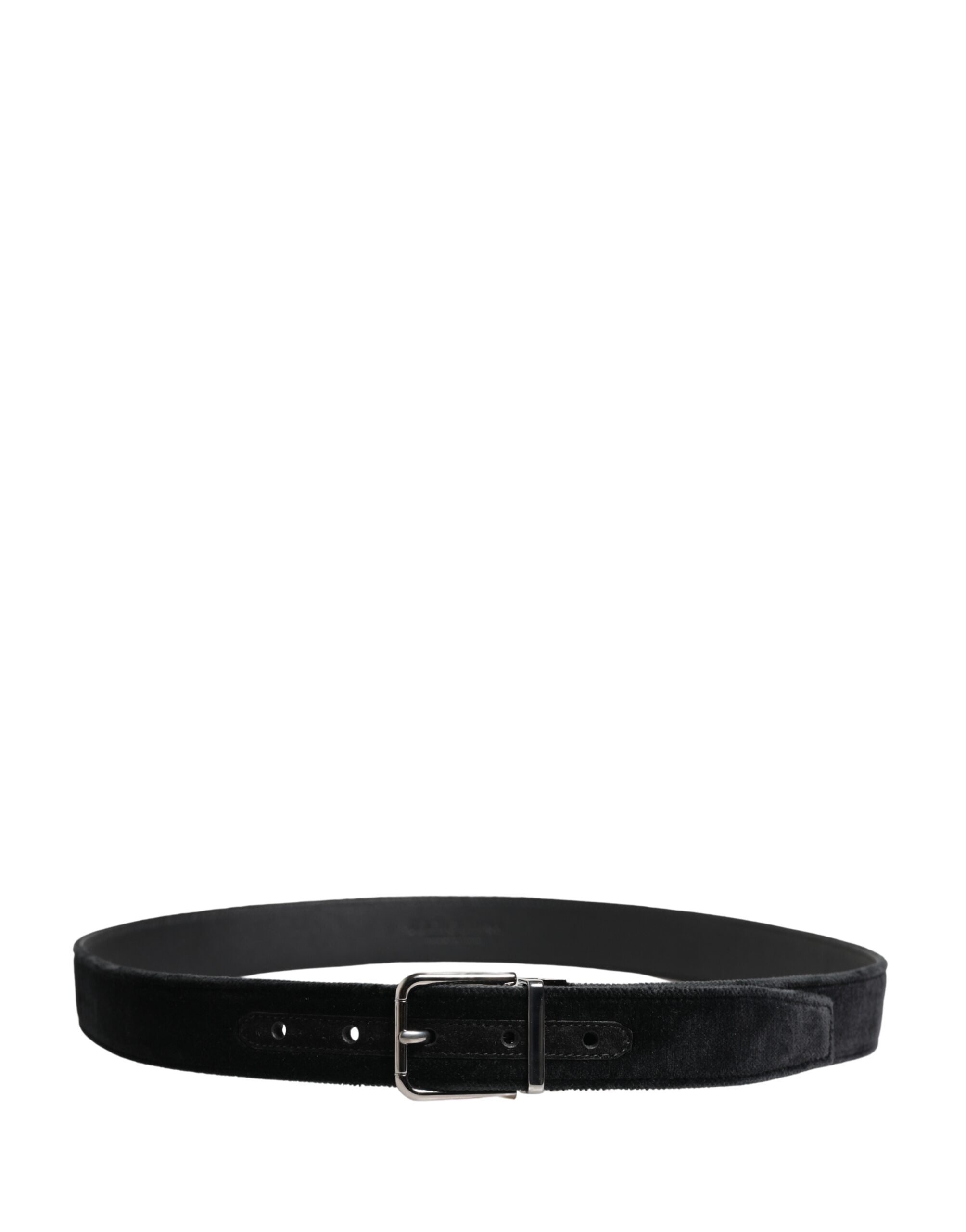 Dolce & Gabbana Black Suede Silver Tone Metal Buckle Men Men's Belt