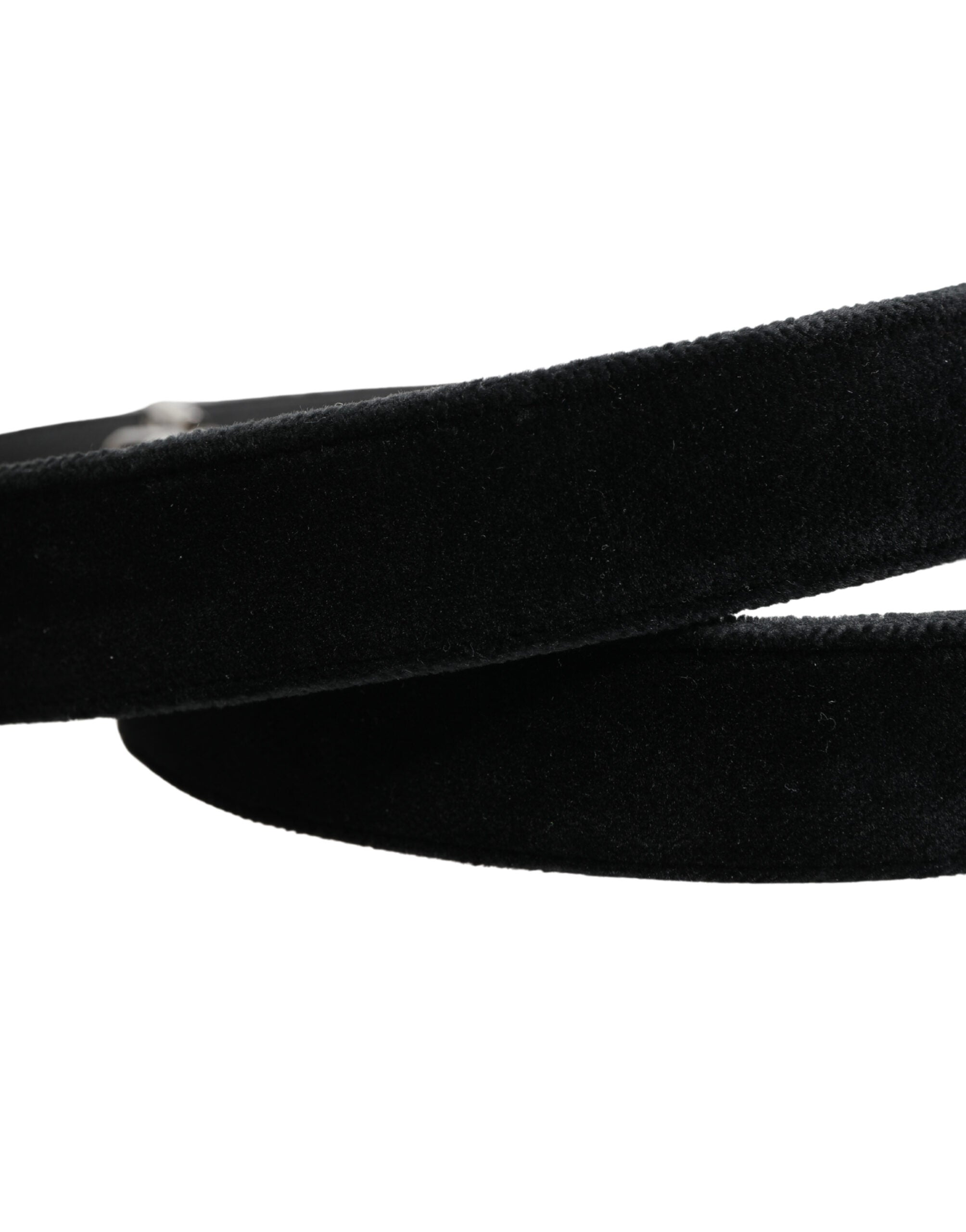Dolce & Gabbana Black Suede Silver Tone Metal Buckle Men Men's Belt