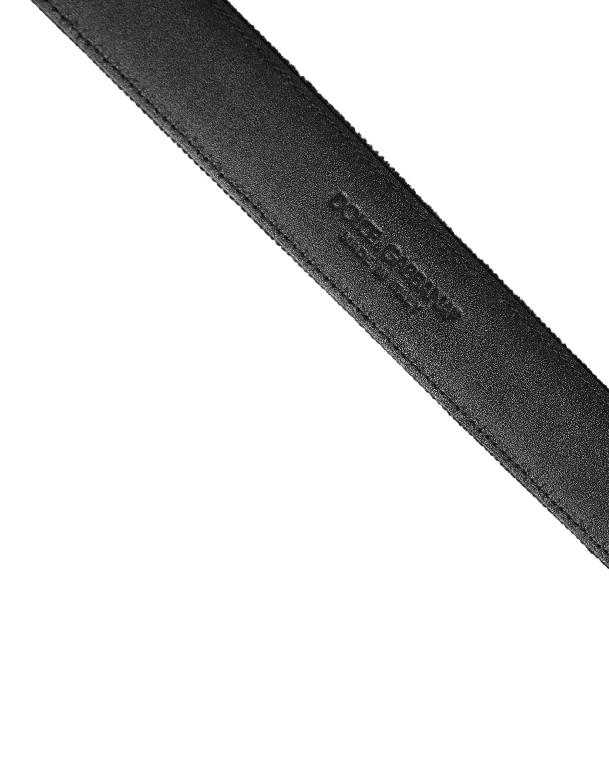 Dolce & Gabbana Black Suede Silver Tone Metal Buckle Men Men's Belt